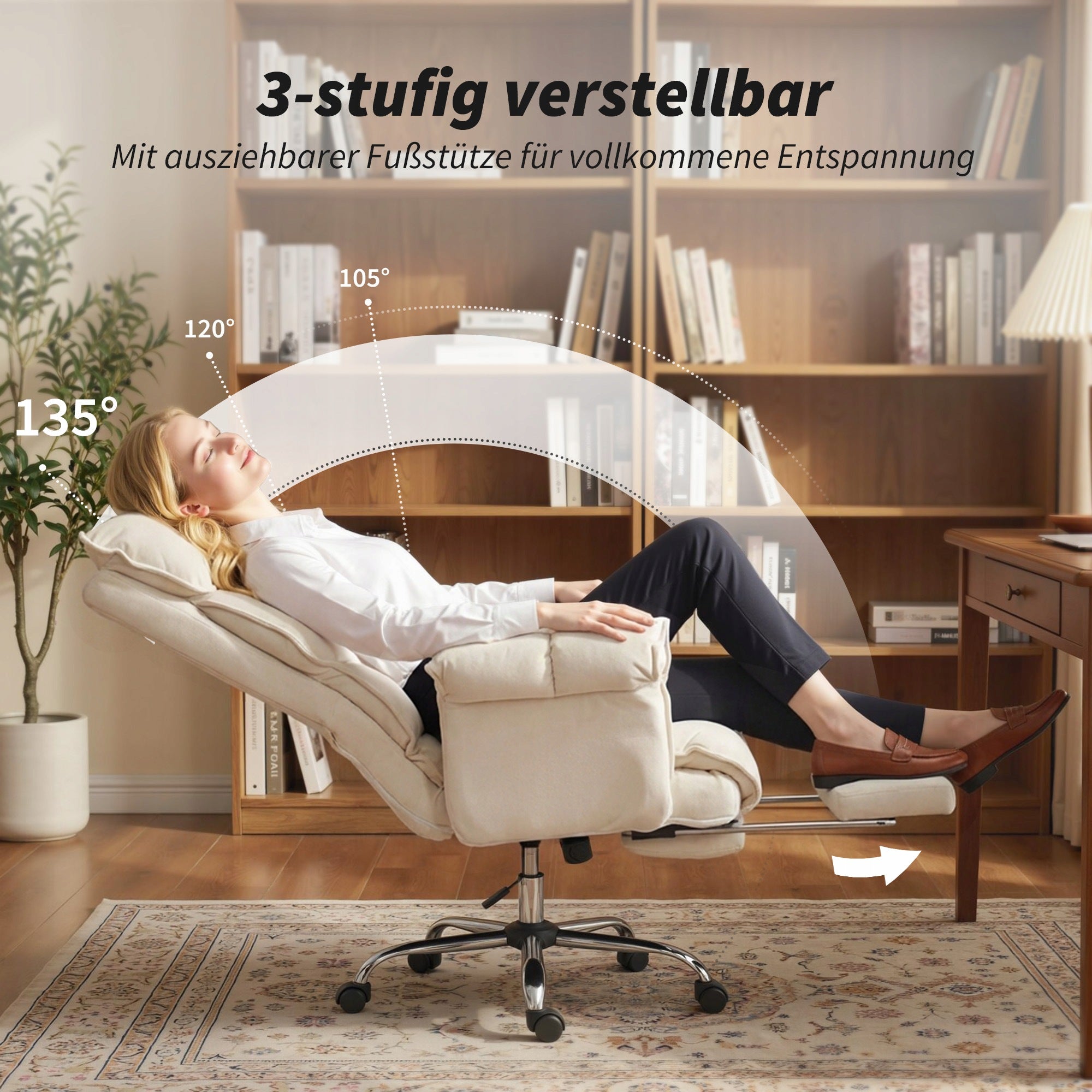 HOMCOM Office chair with lumbar support, armrests, footrest Brand Homcom