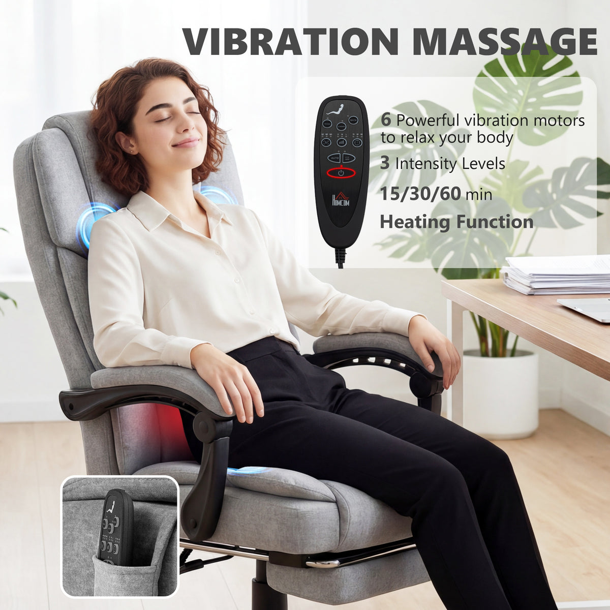 HOMCOM Office chair with massage function, heating, height adjustment Packaging status original