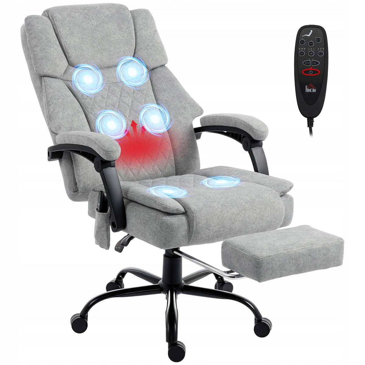 HOMCOM Office chair with massage function, heating, height adjustment