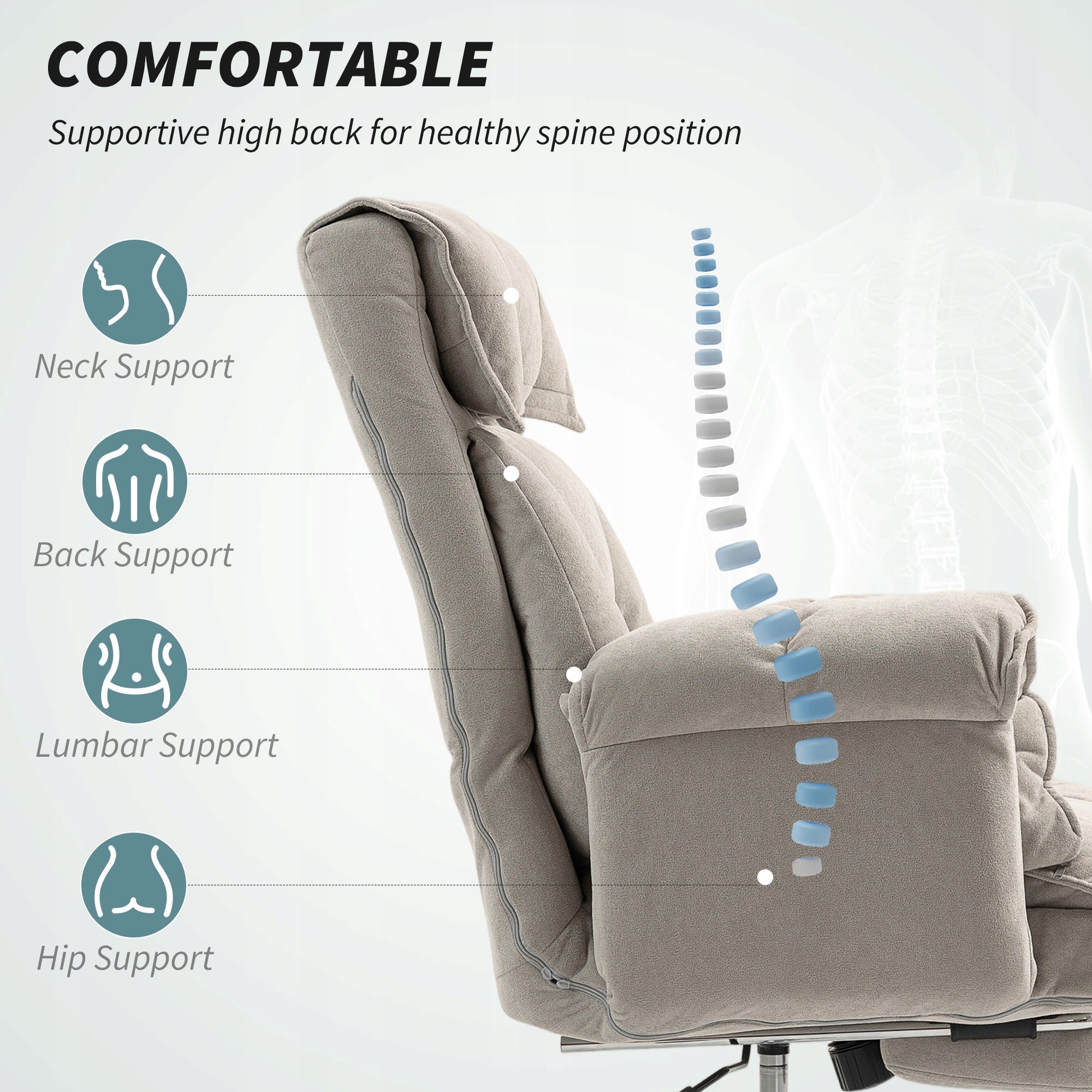 HOMCOM Office chair with tilt adjustment, armrests, footrest Brand Homcom