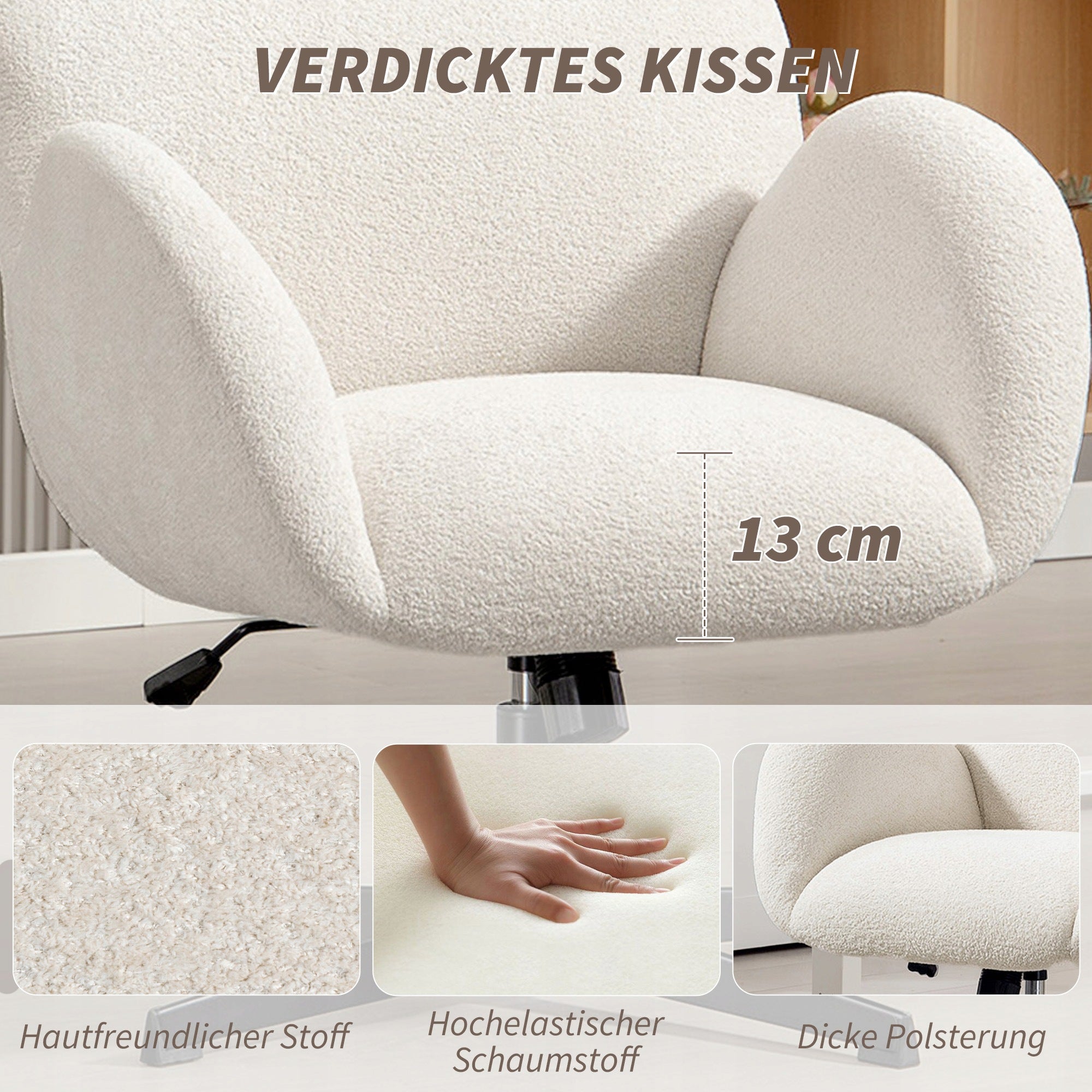 HOMCOM Office chair with velvet finish, high backrest Brand Homcom