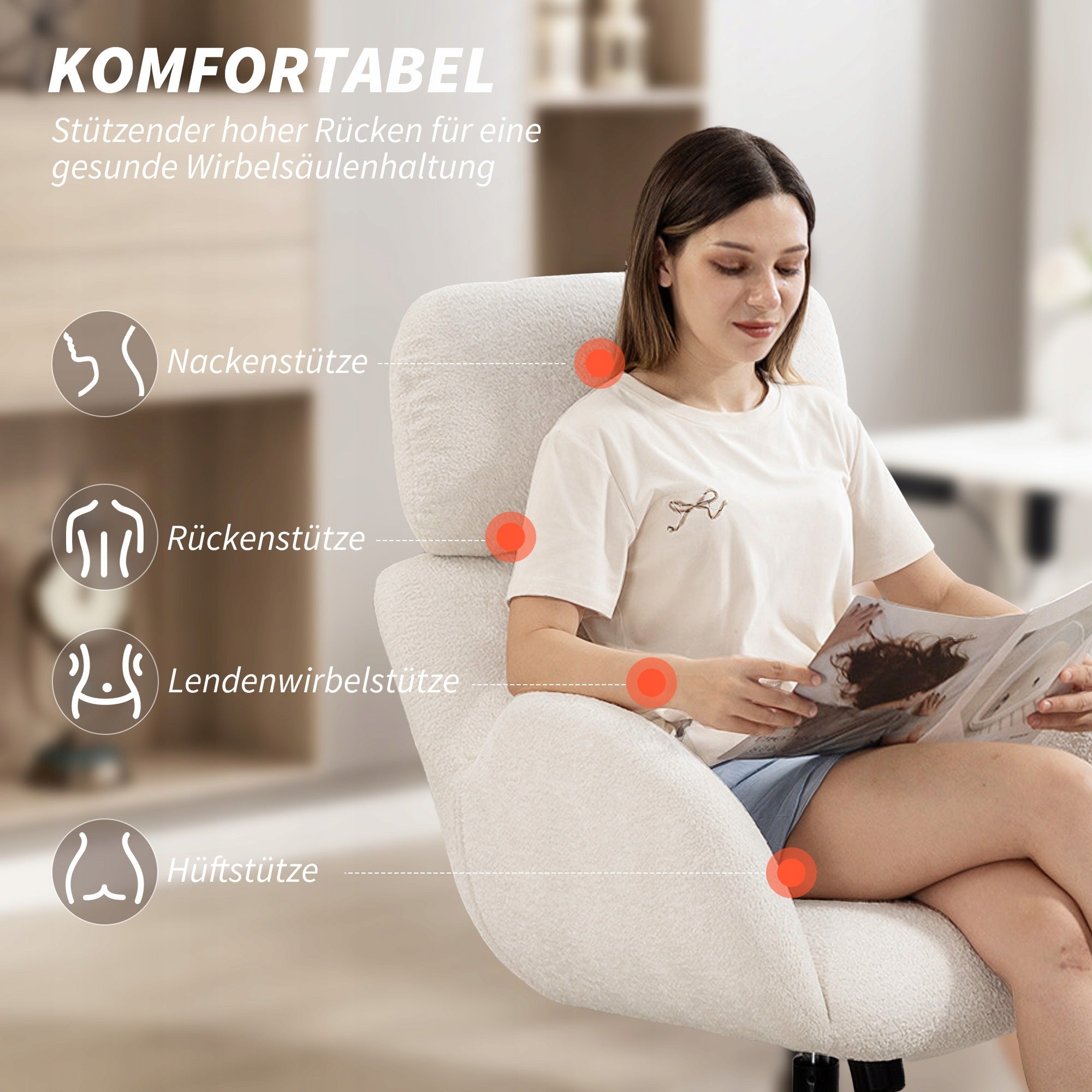 HOMCOM Office chair with velvet finish, high backrest Manufacturer code 921-894V00CW