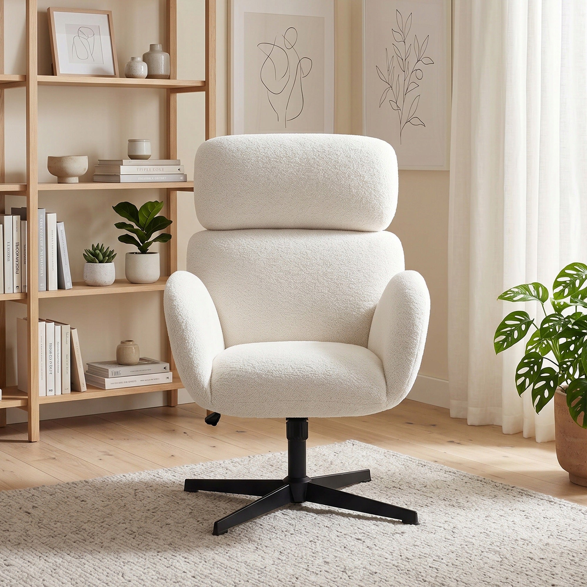 HOMCOM Office chair with velvet finish, high backrest