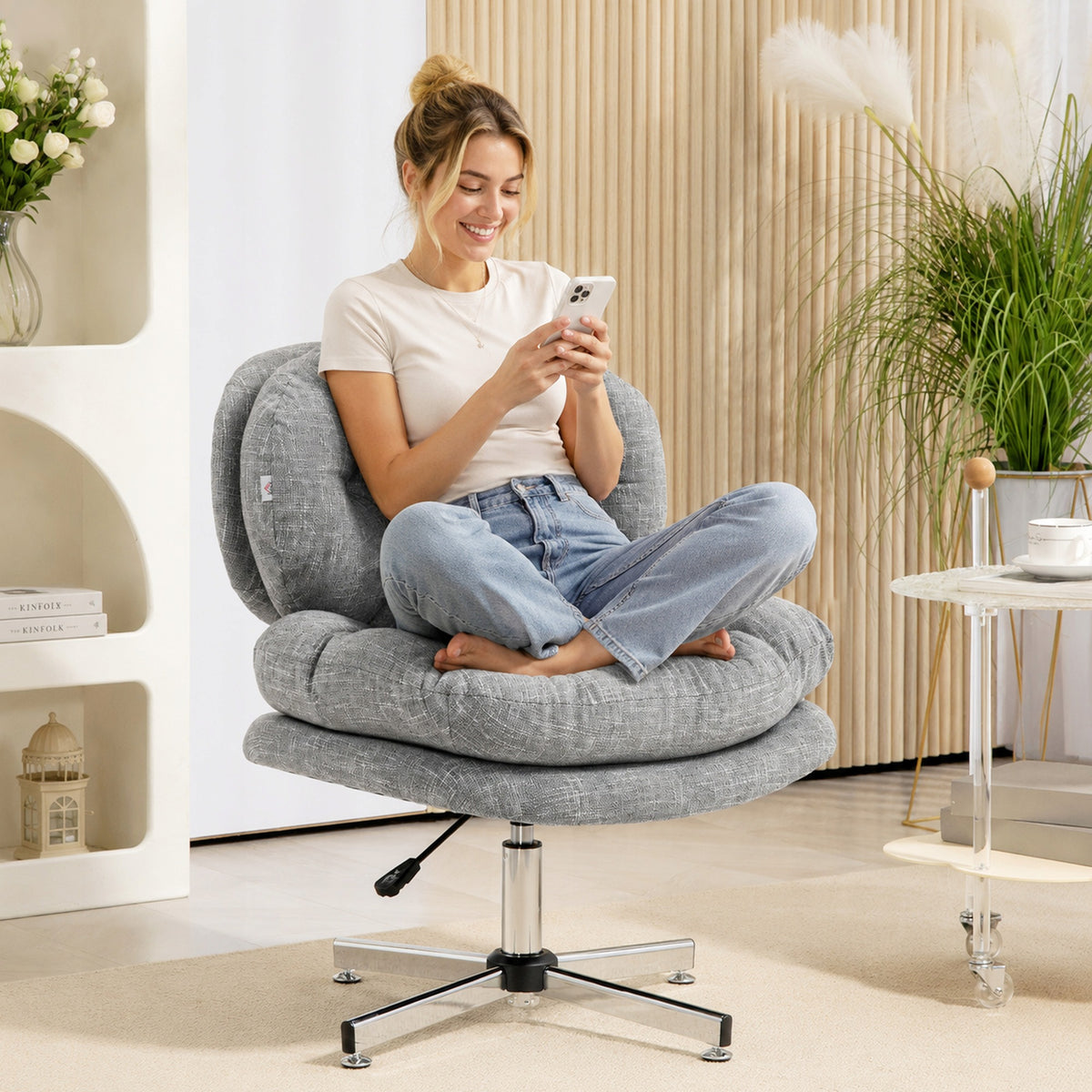 HOMCOM Office chair without armrests, comfortable, adjustable, grey Brand Homcom