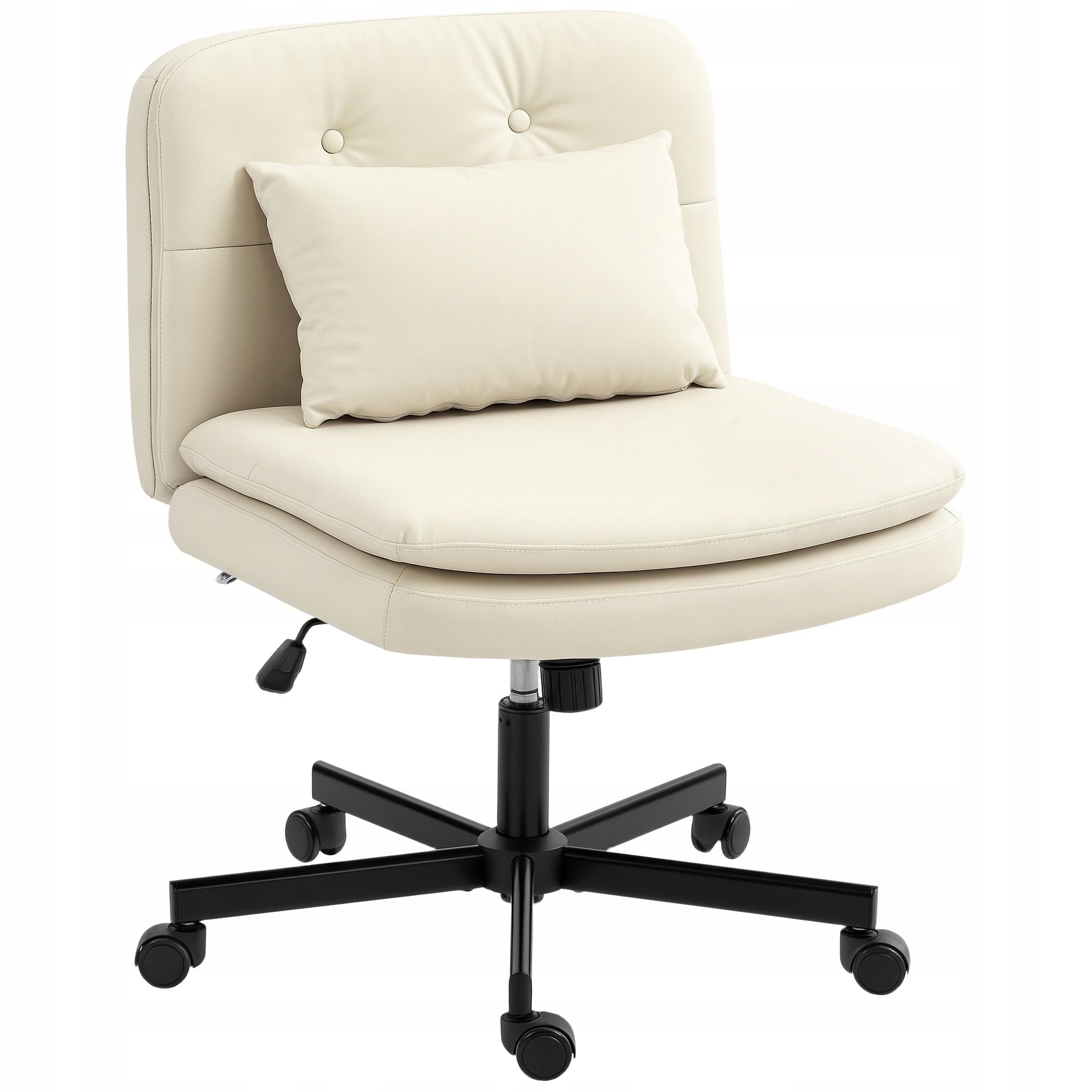 HOMCOM Office chair without armrests with cushion, leather, beige