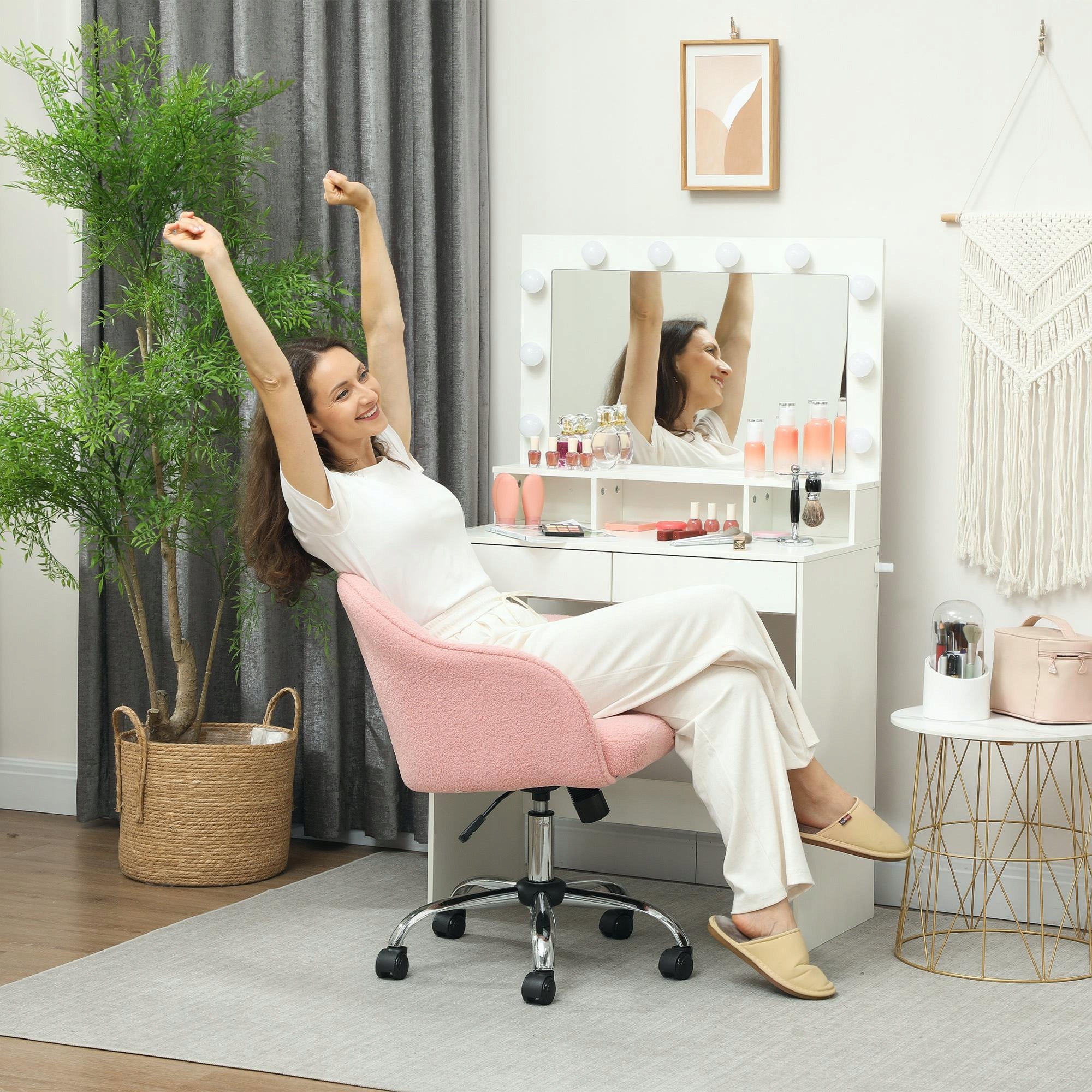 HOMCOM Pink Ergonomic Office Chair for Home Office Packaging status original