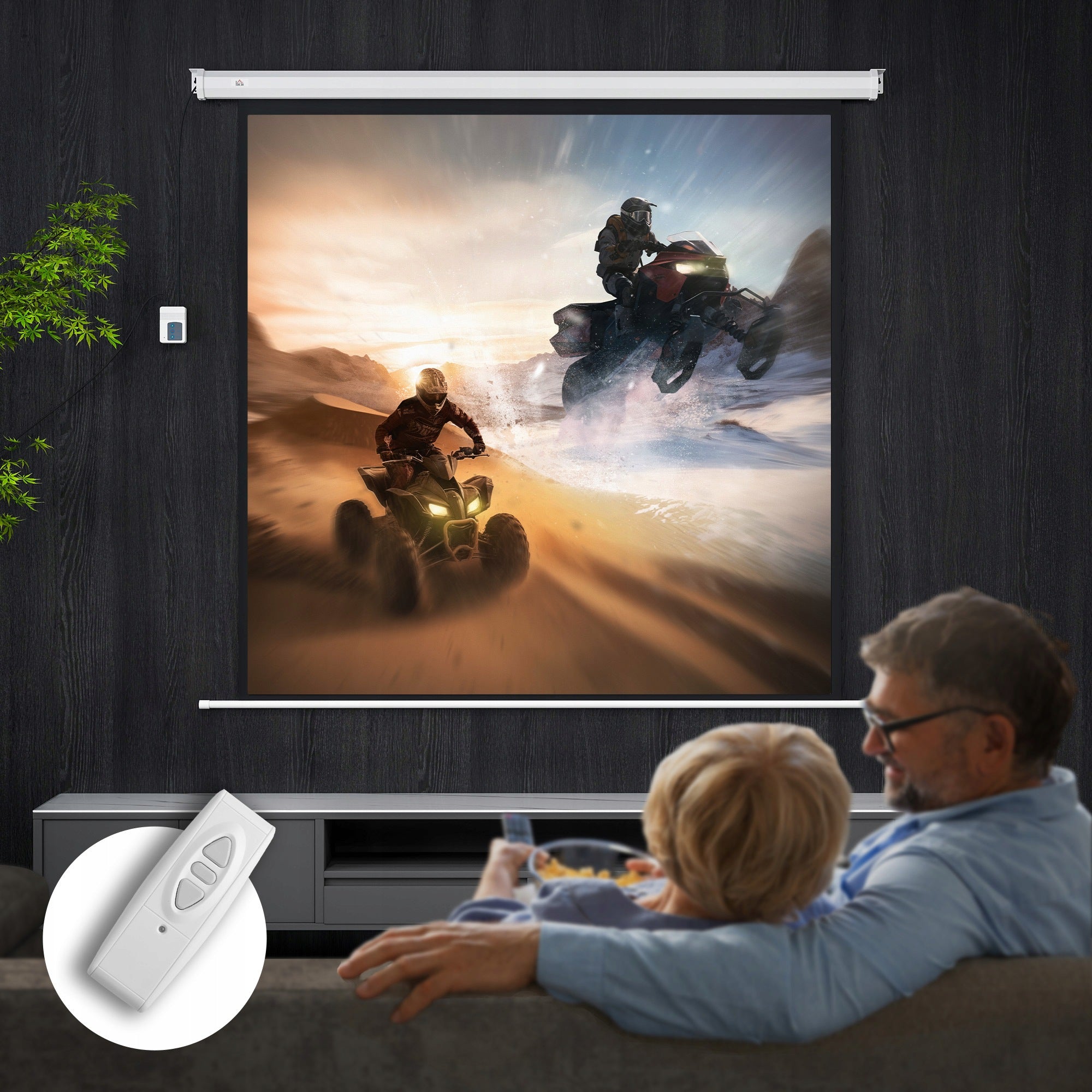 HOMCOM Projection Screen 189,5 x 189,5 cm 92 inches 1:1 HD 4K Rollo for Home Packaging status original