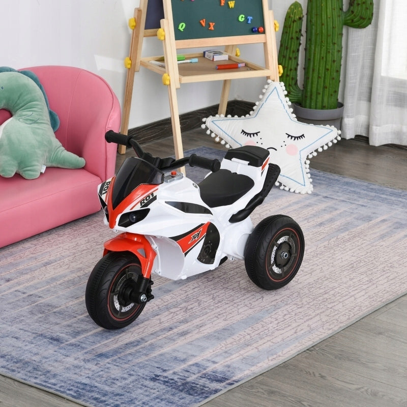 HOMCOM RIDING MOTORCYCLE WHITE FOR CHILDREN 18 TO 36 MONTHS WITH MUSIC AND LAMP Manufacturer code T3323P356474cfr