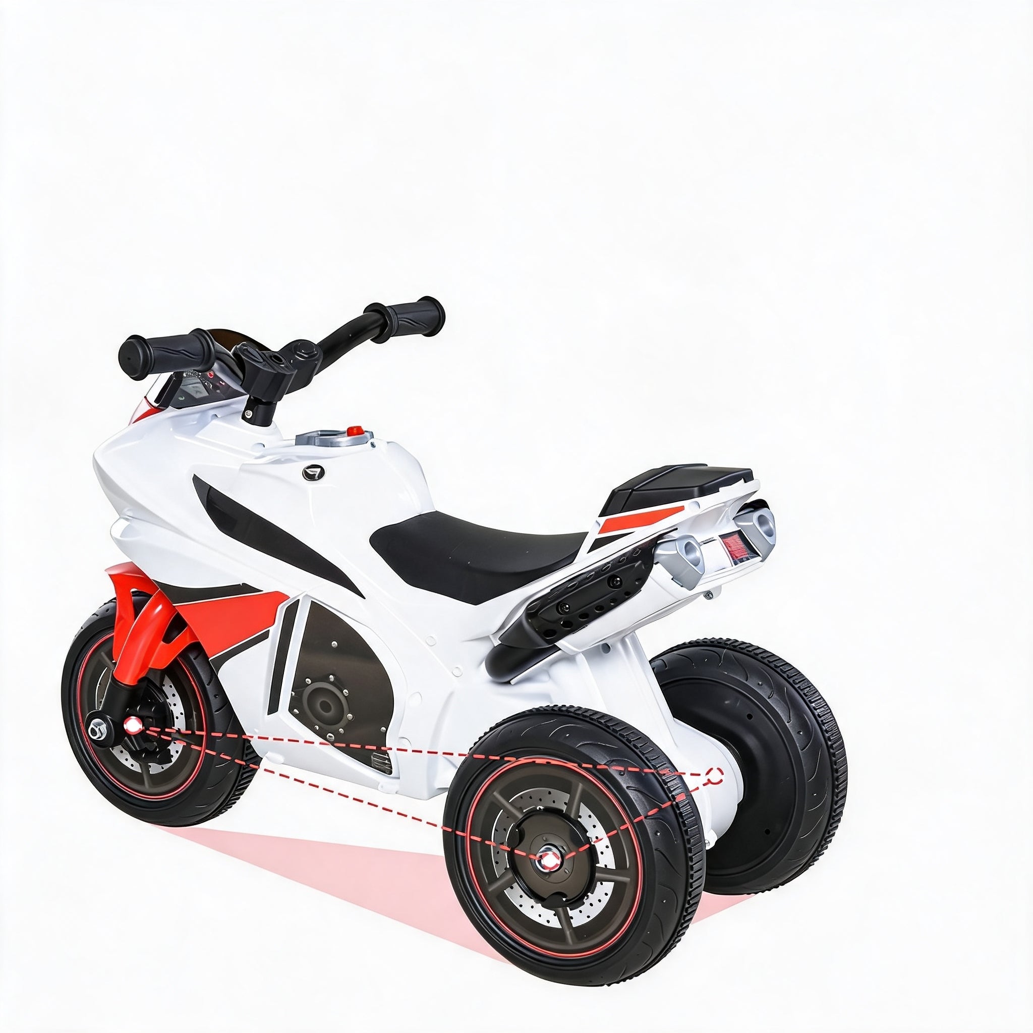 HOMCOM RIDING MOTORCYCLE WHITE FOR CHILDREN 18 TO 36 MONTHS WITH MUSIC AND LAMP Maximum speed 1 km/h
