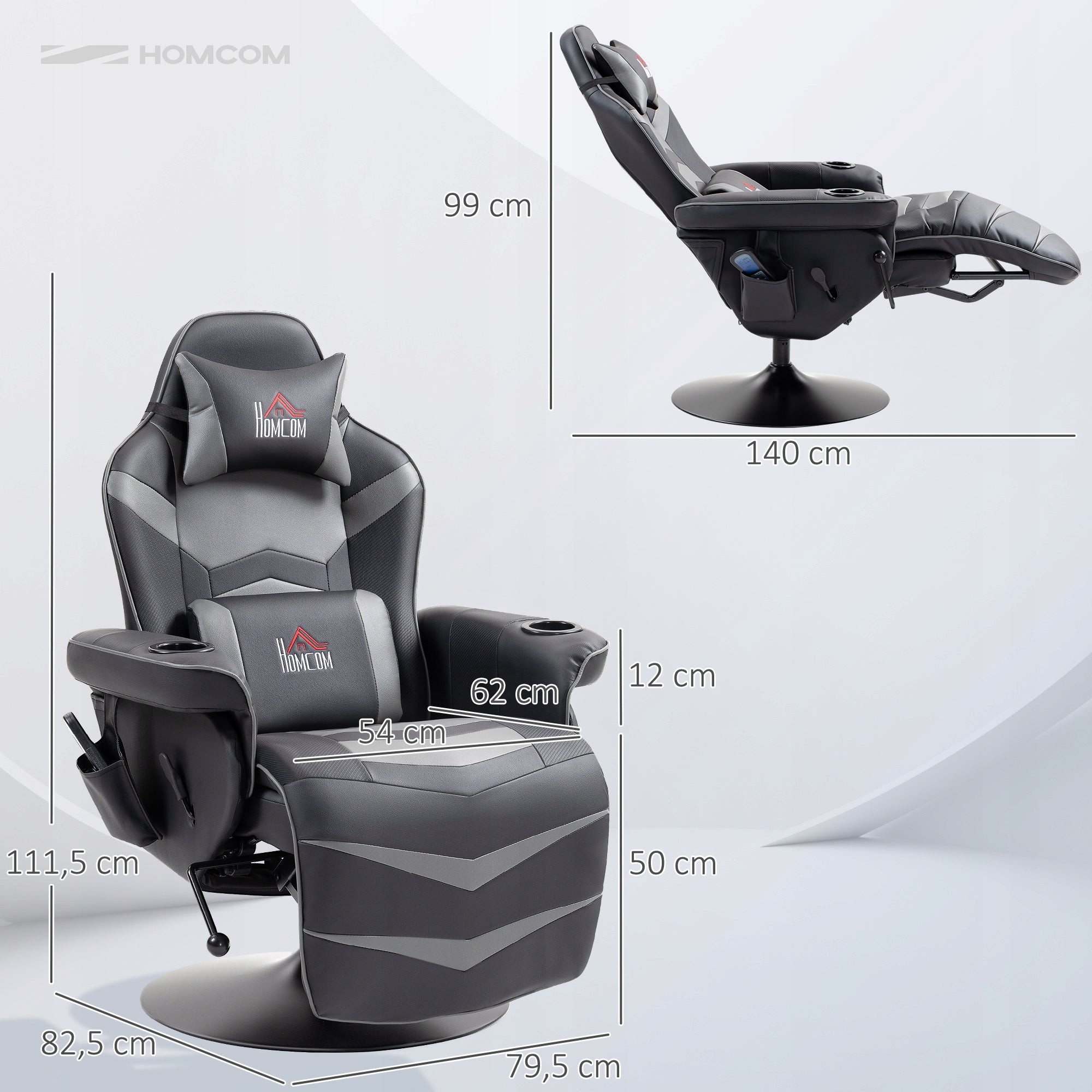 HOMCOM Relaxation chair with massage, electric, with reclining function Furniture height 112 cm