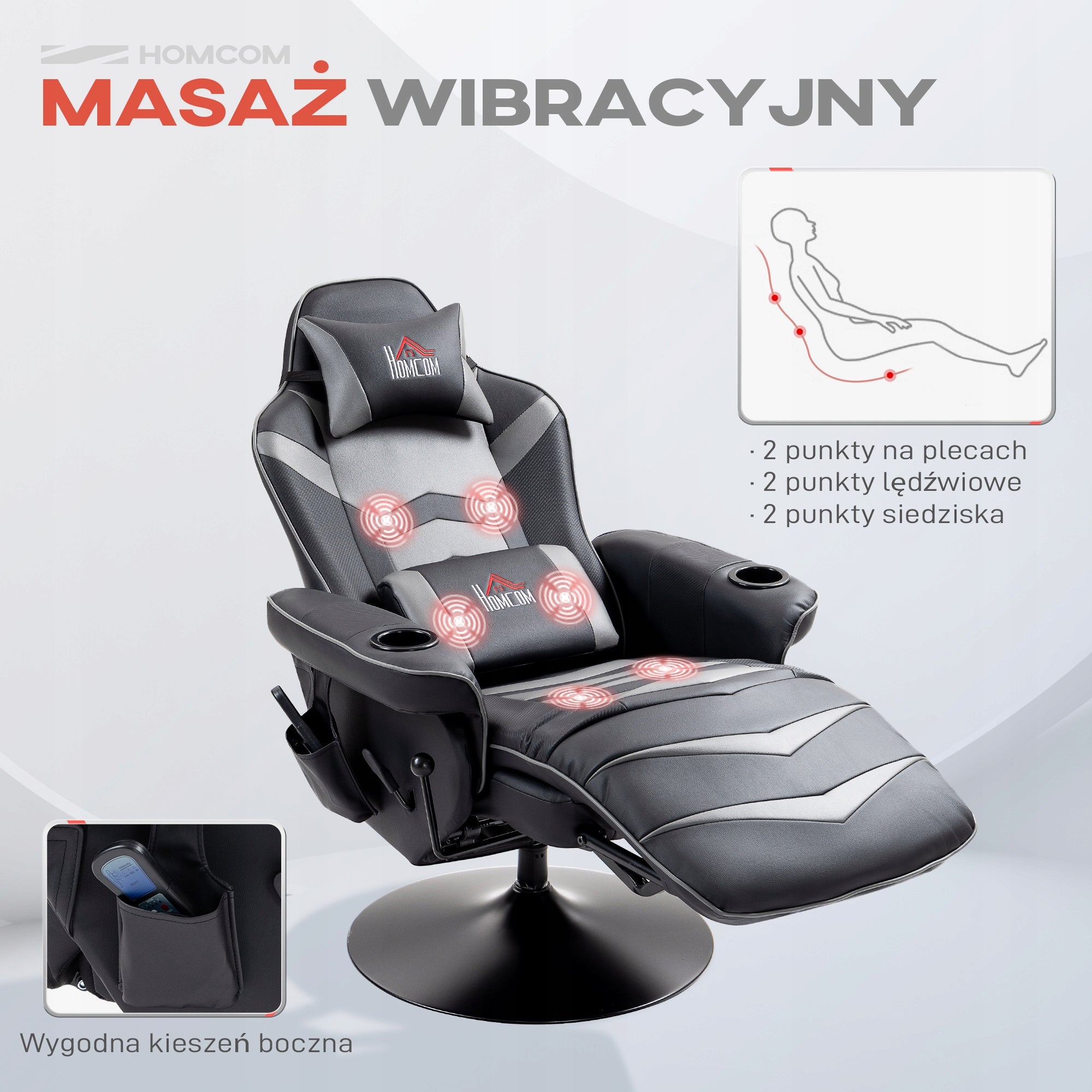 HOMCOM Relaxation chair with massage, electric, with reclining function Model 700-142V00BK
