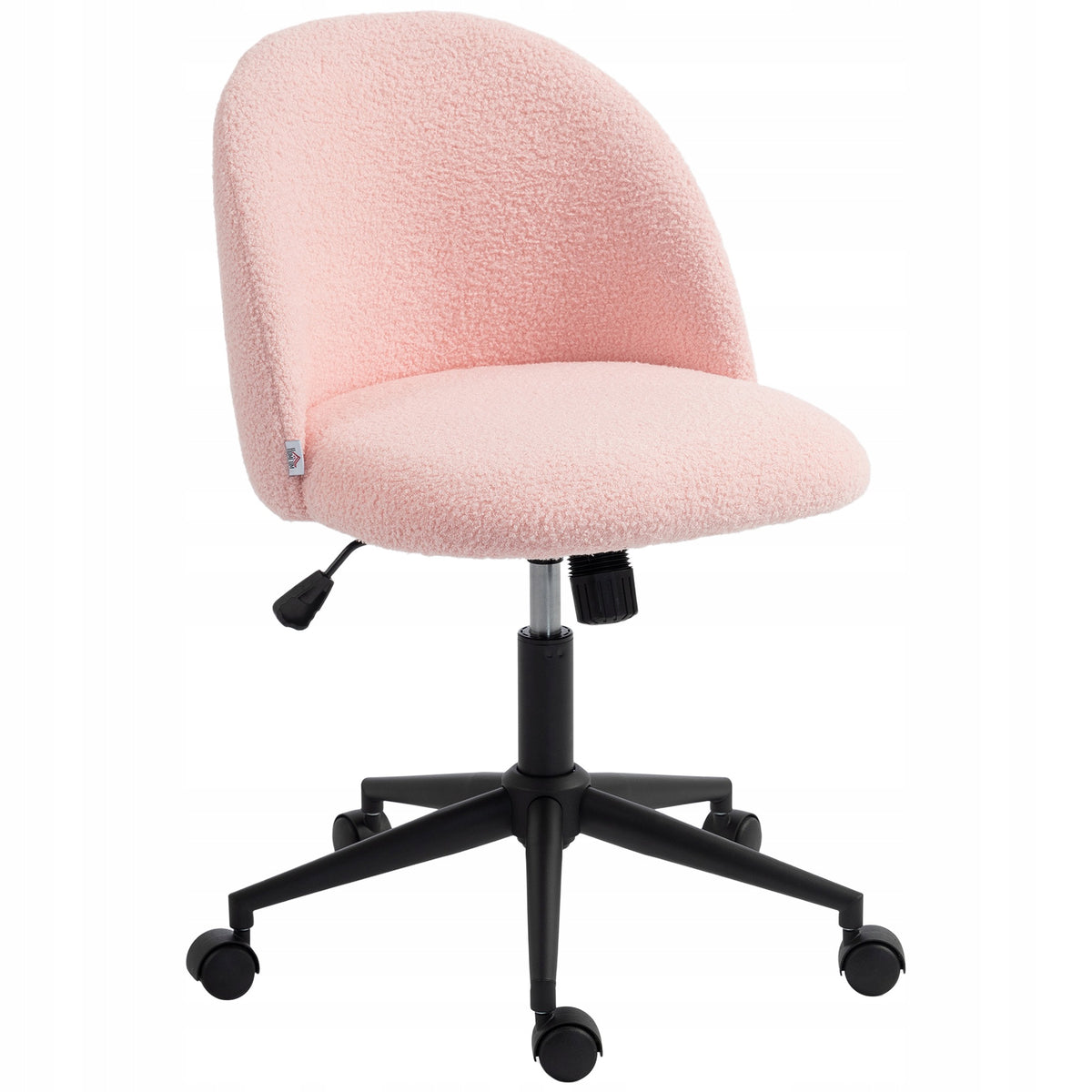 HOMCOM Rotating office chair with teddy fleece with adjustable height pink