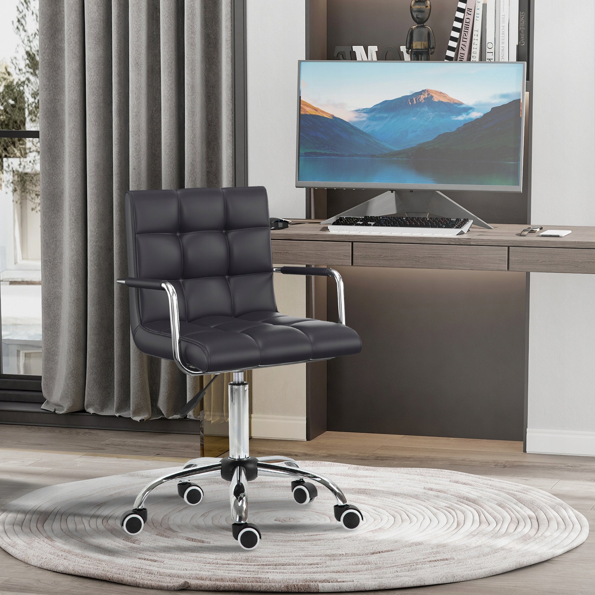 HOMCOM Swivel office chair, black, cosmetic bar stool, 52,5x54x84-99cm Brand Homcom