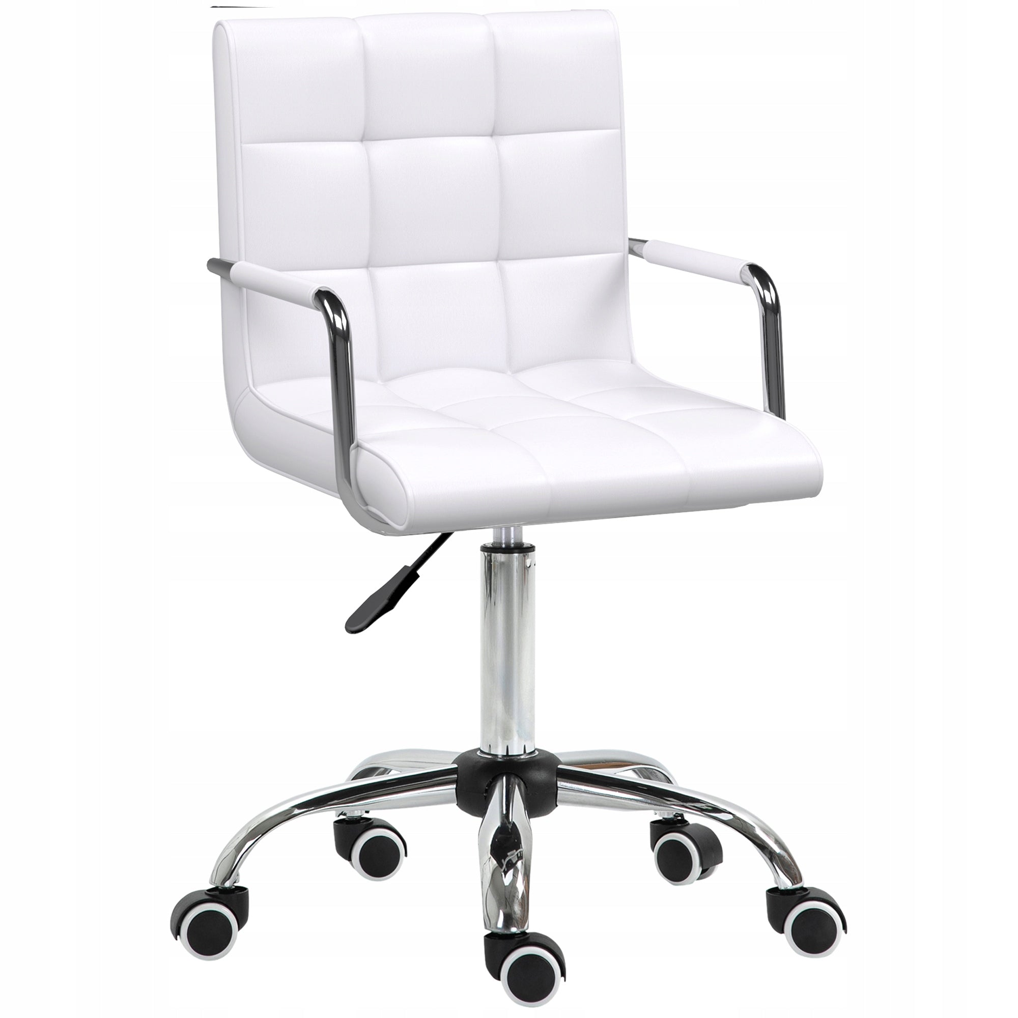HOMCOM Swivel office chair, cosmetic stool, 52,5x54x84-99cm white