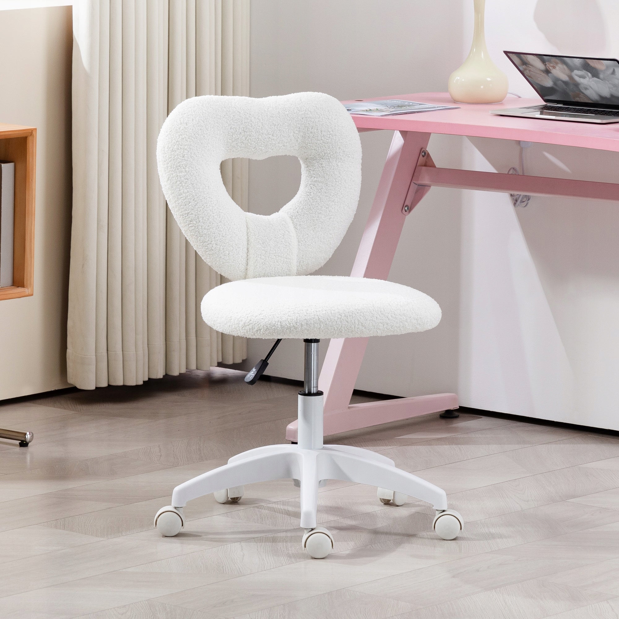 HOMCOM Swivel office chair, heart back, white Brand Homcom