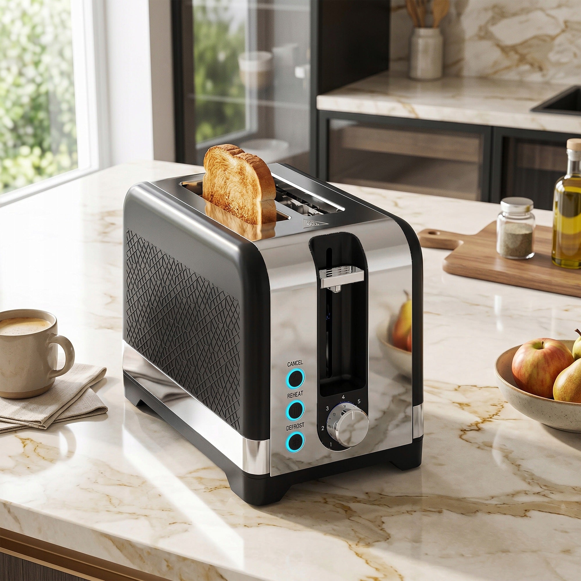 HOMCOM Toaster for 2 slices with 7 toasting levels and heating grate Packaging status original