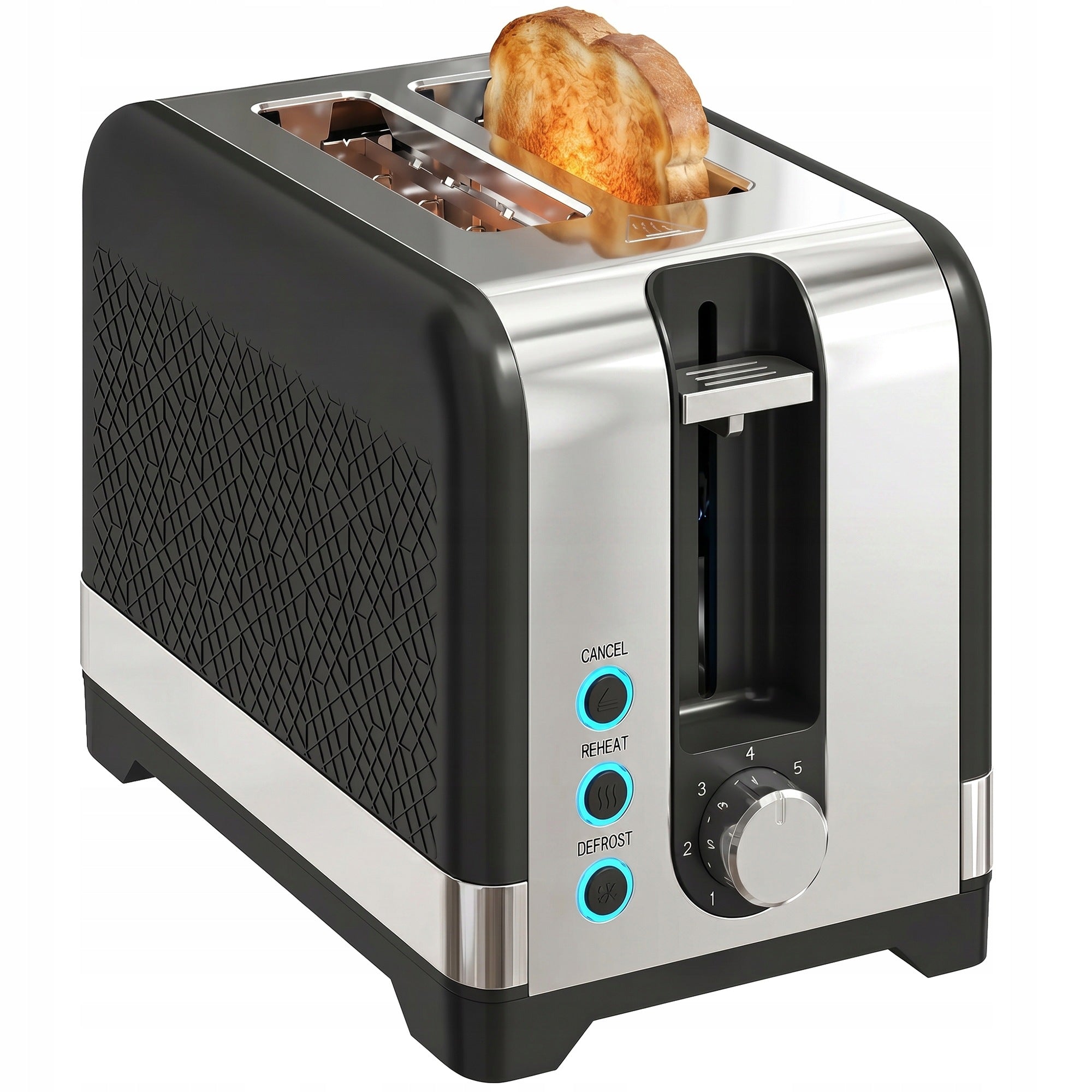 HOMCOM Toaster for 2 slices with 7 toasting levels and heating grate