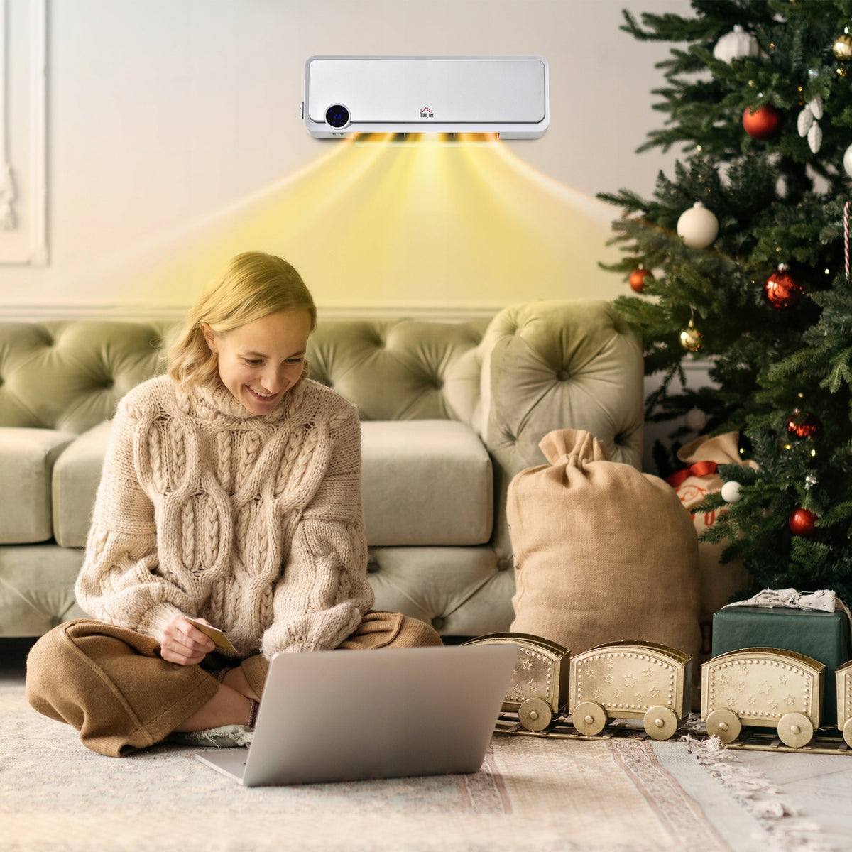 HOMCOM Wall Heater 2000W Ceramic with Remote Control and Timer Packaging status original