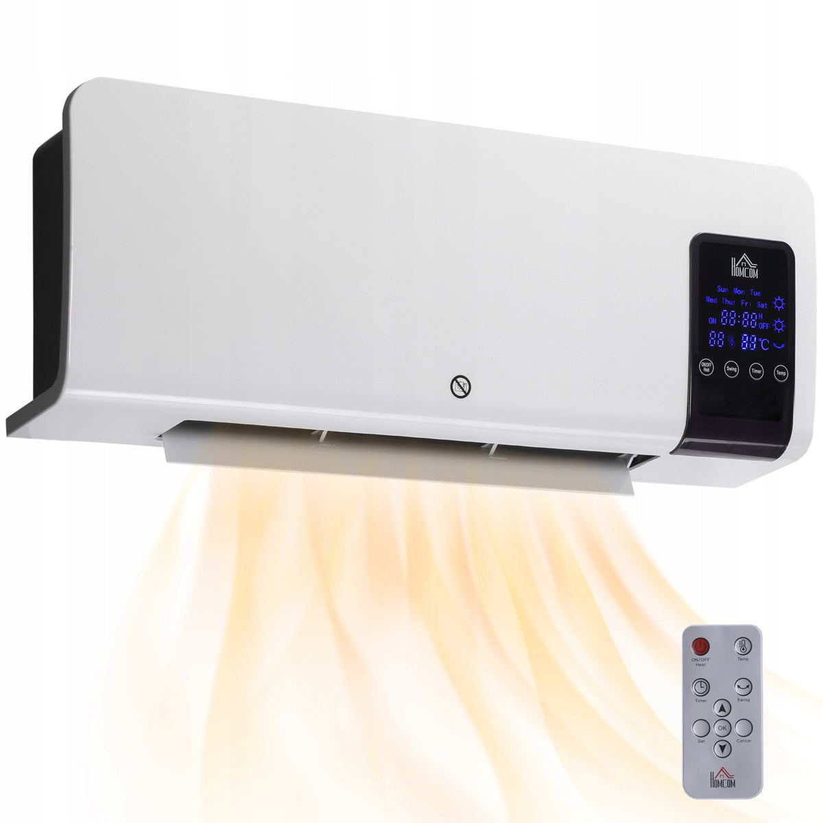 HOMCOM Wall heater 2000W, ceramic with remote control