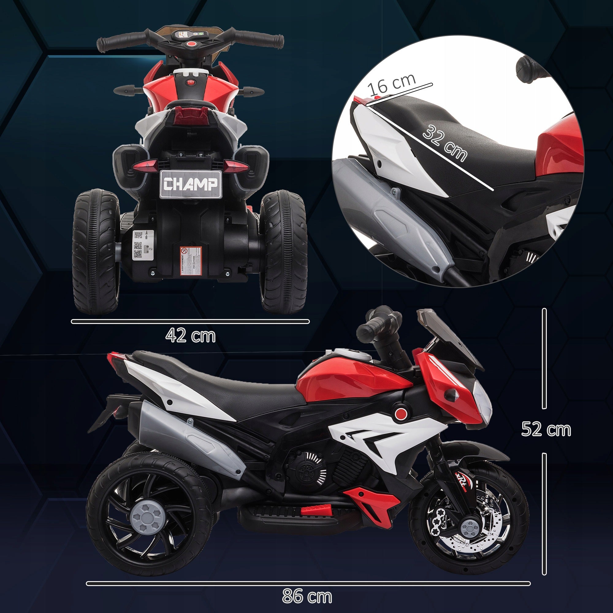 HOMCOM children's electric motorcycle, max. speed 3 km/h Maximum speed 3 km/h