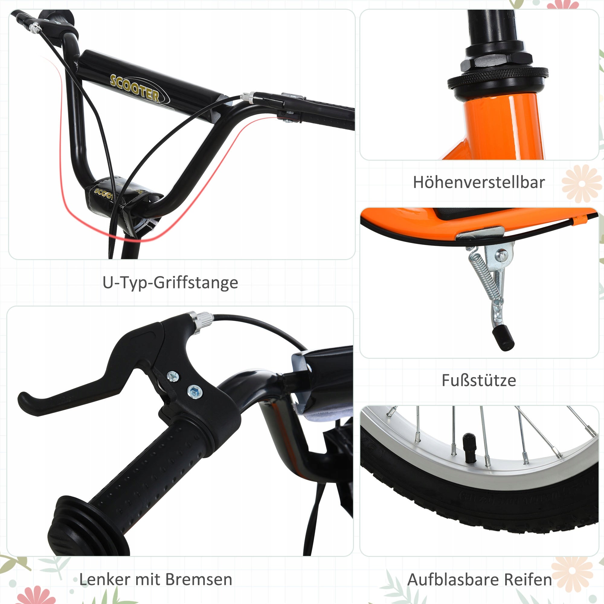 HOMCOM children's scooter city scooter adjustable orange Manufacturer code 371-014OG