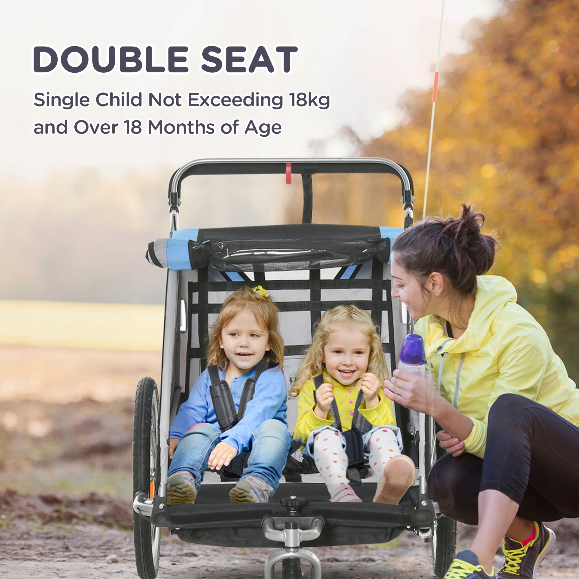 HOMCOM children's trailer, stroller, steel, blue, 142 x 75 x 101 cm Model 440-026BU