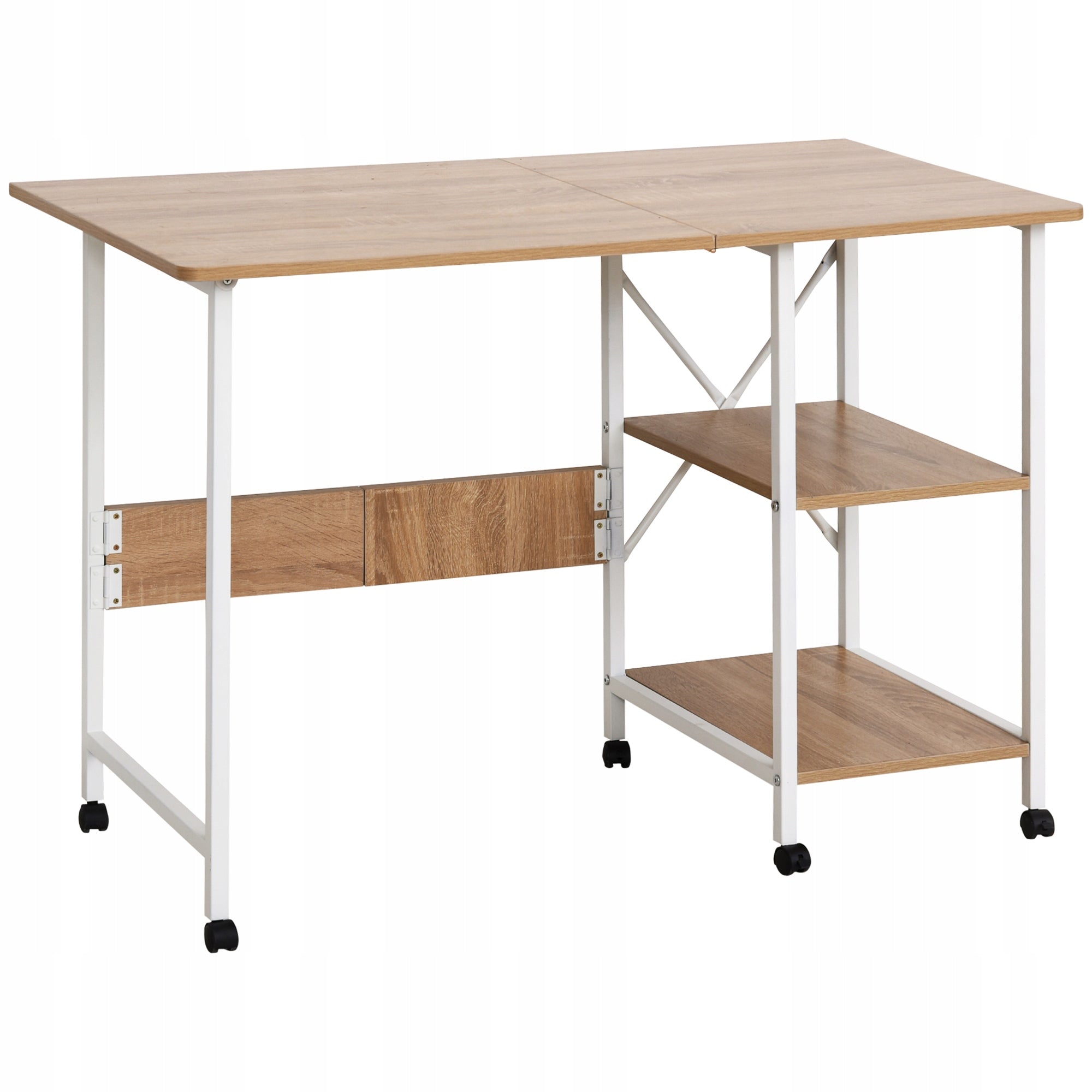 HOMCOM folding table, mobile MDF computer desk, natural