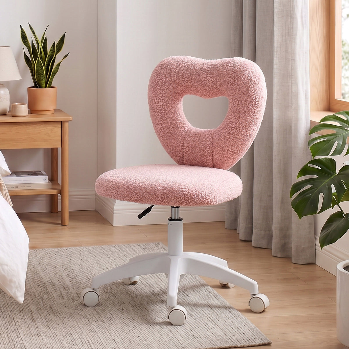 HOMCOM swivel office chair with heart-shaped backrest, pink Brand Homcom