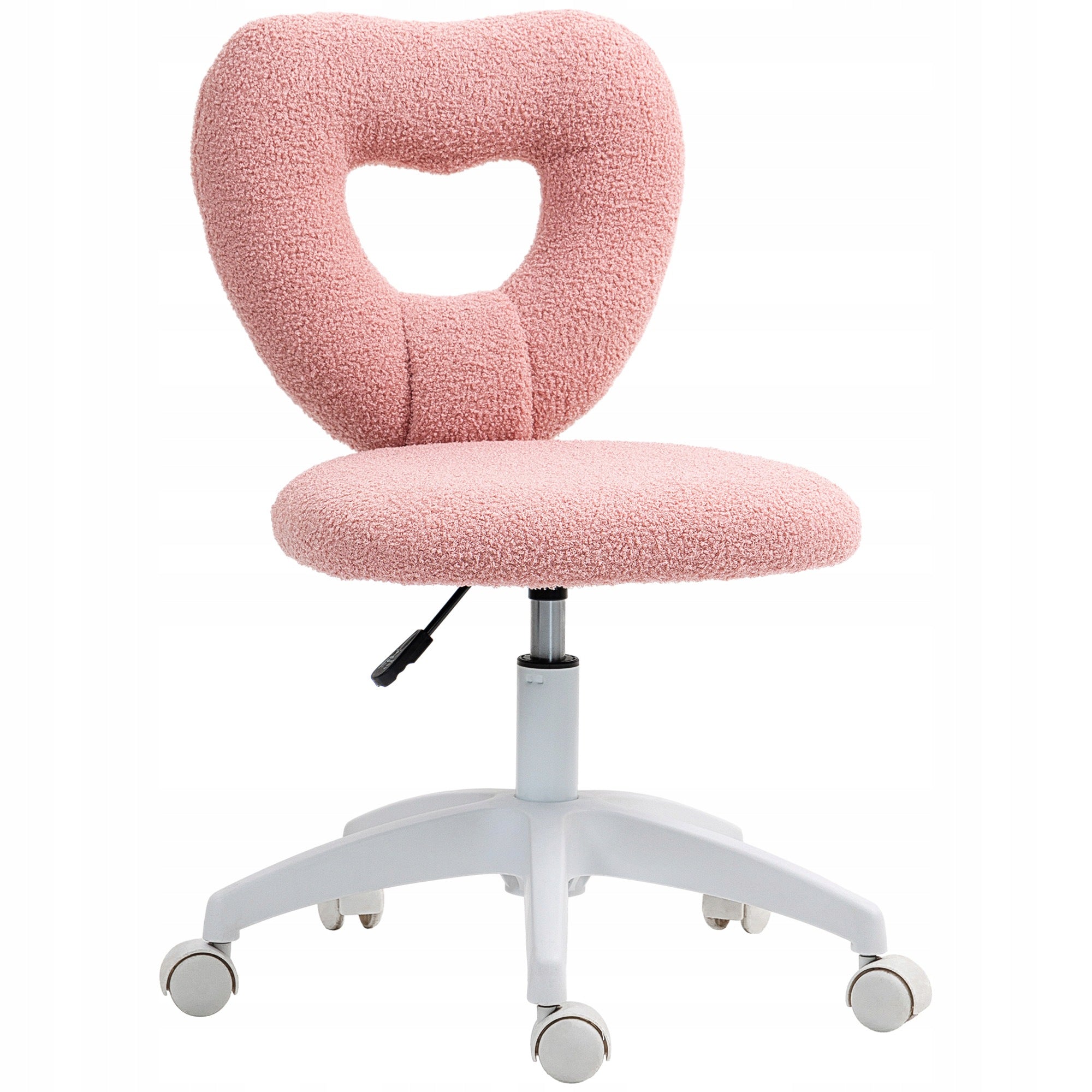 HOMCOM swivel office chair with heart-shaped backrest, pink