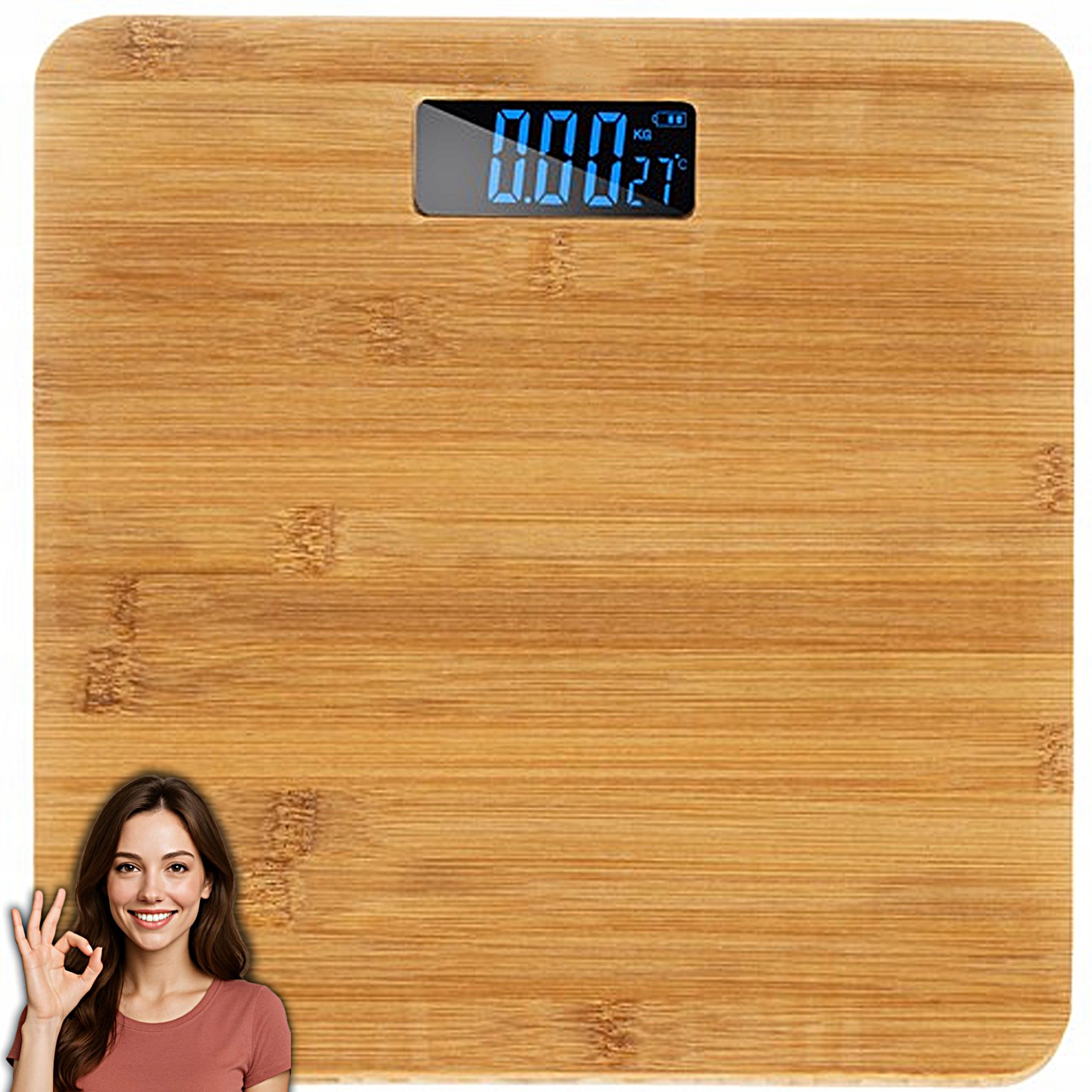 HOME BATHROOM SCALE WOODEN BAMBOO UP TO 180KG PRACTICAL UNIVERSAL