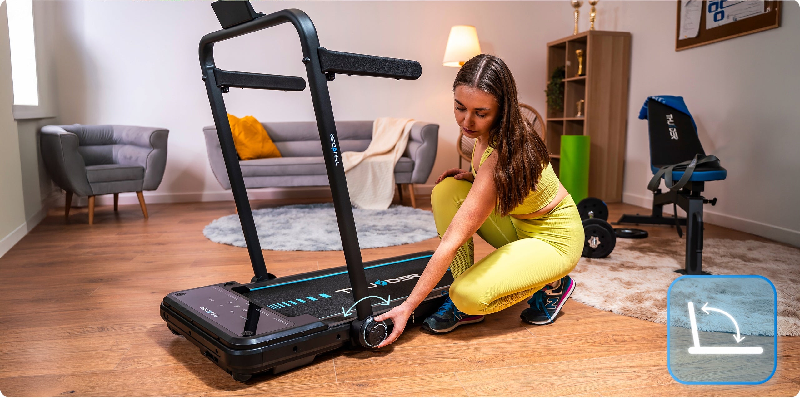 HOME ELECTRIC TREADMILL 2in1 FOLDING FLAT 12 KM/H WITH SHOCK ABSORPTION Kind electric