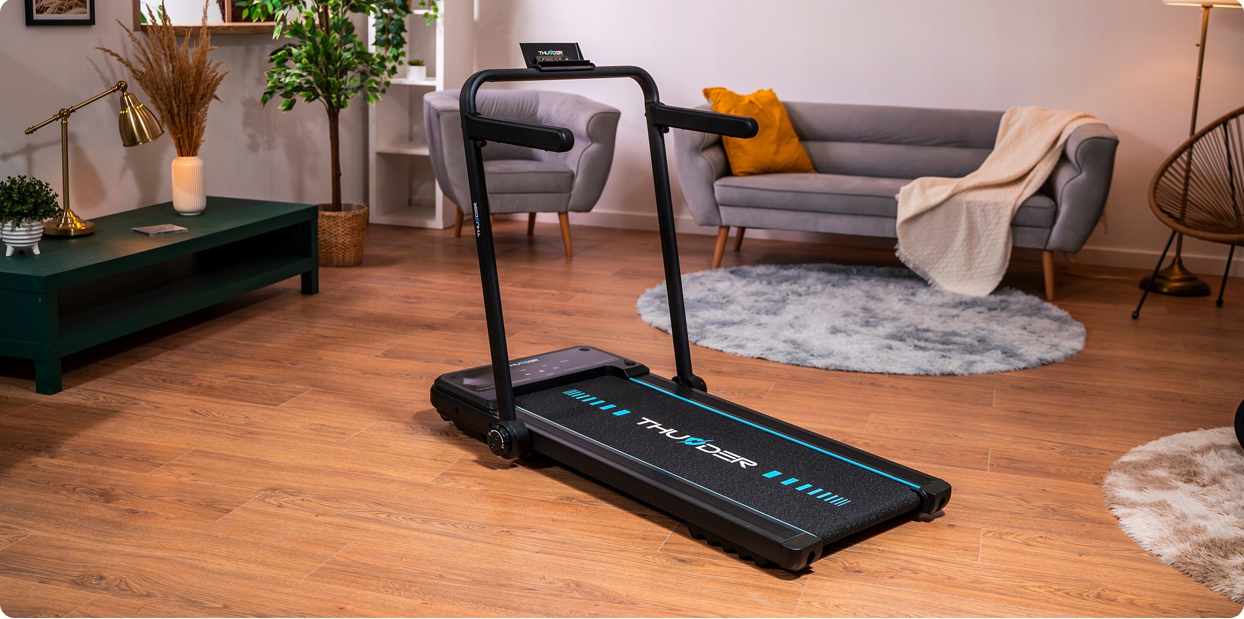 HOME ELECTRIC TREADMILL 2in1 FOLDING FLAT 12 KM/H WITH SHOCK ABSORPTION Measurements training duration distance speed burned calories