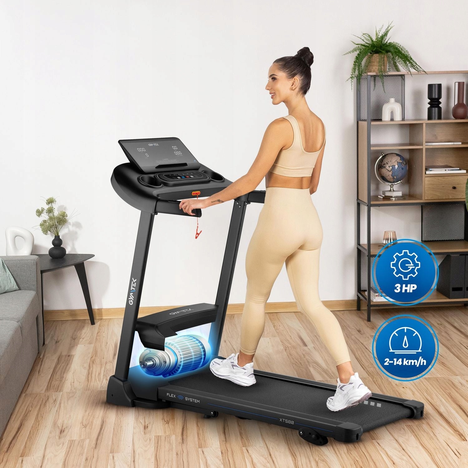 HOME ELECTRIC TREADMILL FOLDING TILT ADJUSTMENT XT580 GYMTEK Measurements training duration distance speed pulse