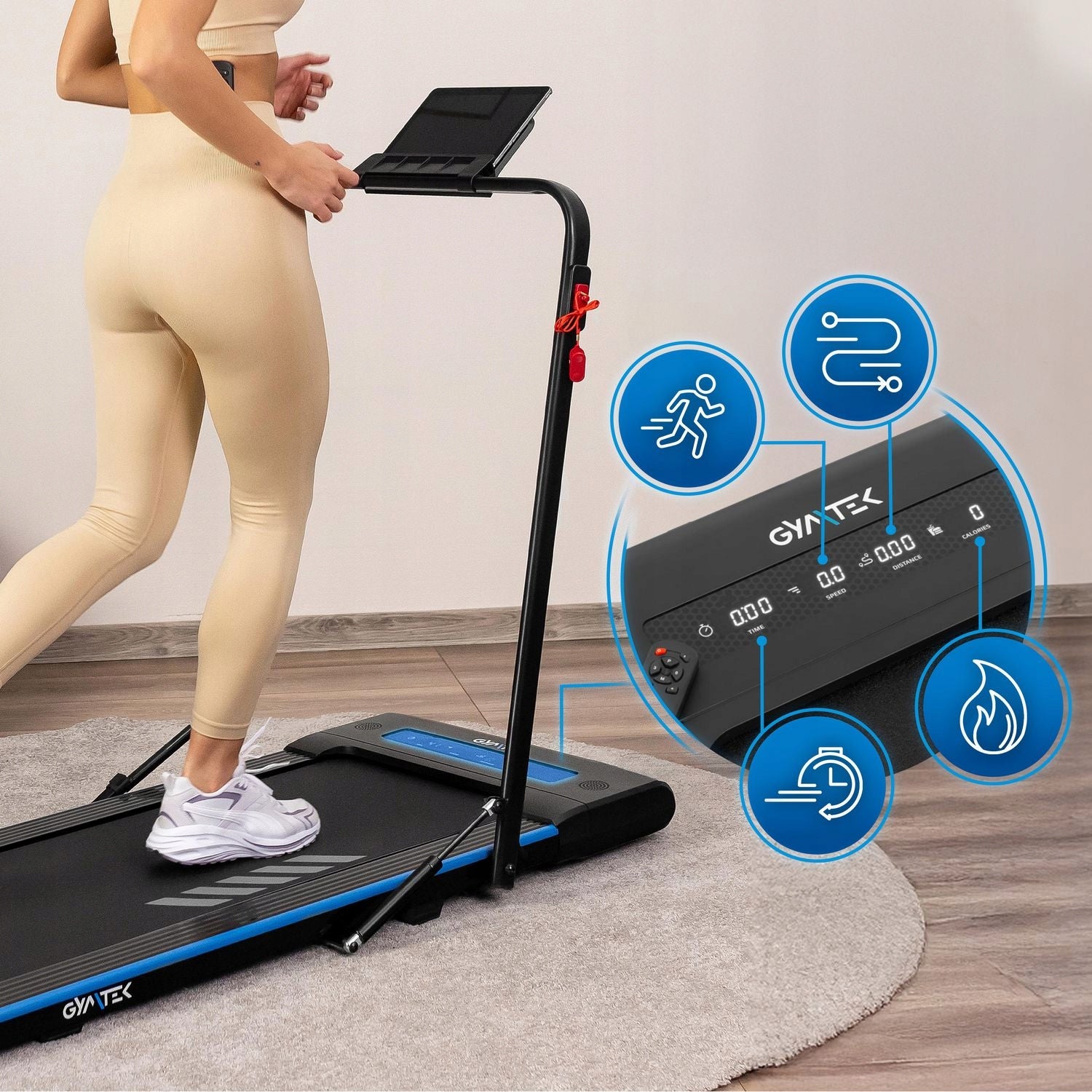 HOME ELECTRIC TREADMILL FOLDING UNDER DESK FOR RUNNING XT400 GYMTEK Maximum user weight 110 kg