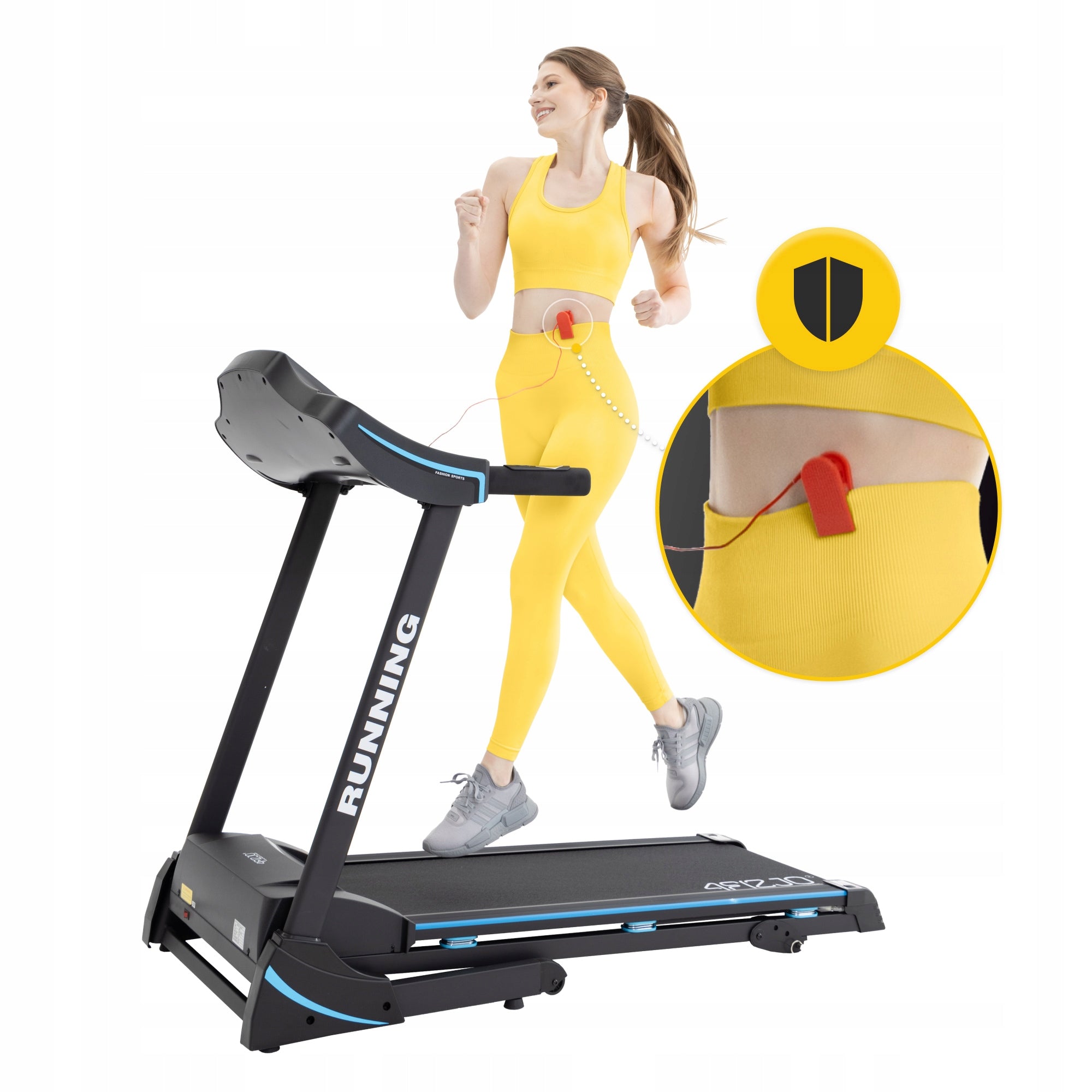 HOME ELECTRIC TREADMILL FOLDING WITH SHOCK ABSORPTION ADJUSTABLE ANGLE OF INCLINATION Maximum user weight 110 kg