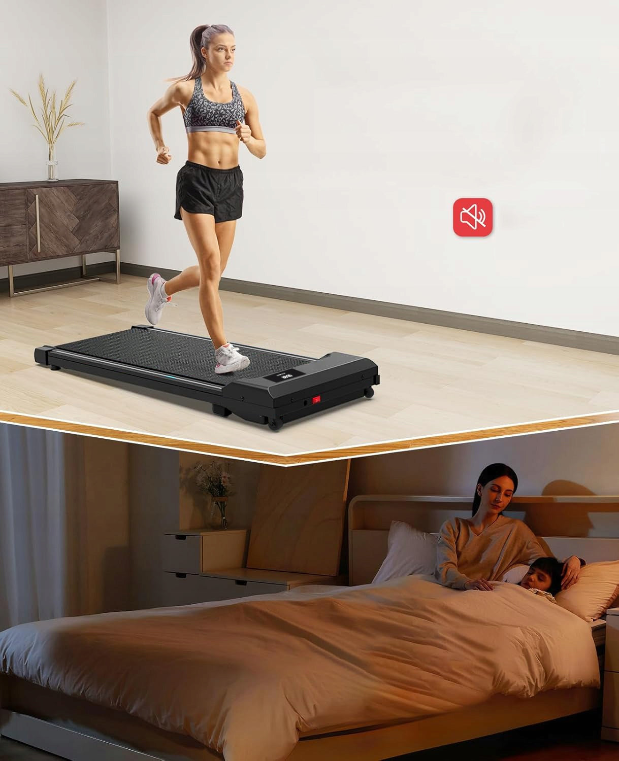 HOME ELECTRIC TREADMILL FOR BED 6 KM/H APPLICATION QUIET REMOTE CONTROL 120 KG Maximum user weight 120 kg