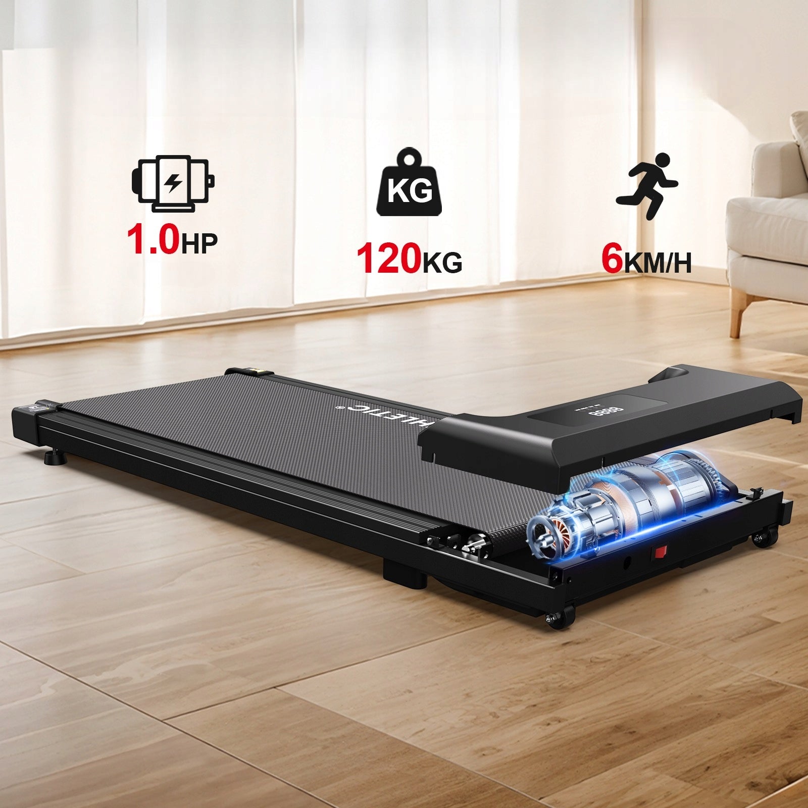 HOME ELECTRIC TREADMILL FOR BED 6 KM/H APPLICATION QUIET REMOTE CONTROL 120 KG Model Treadmill Standard