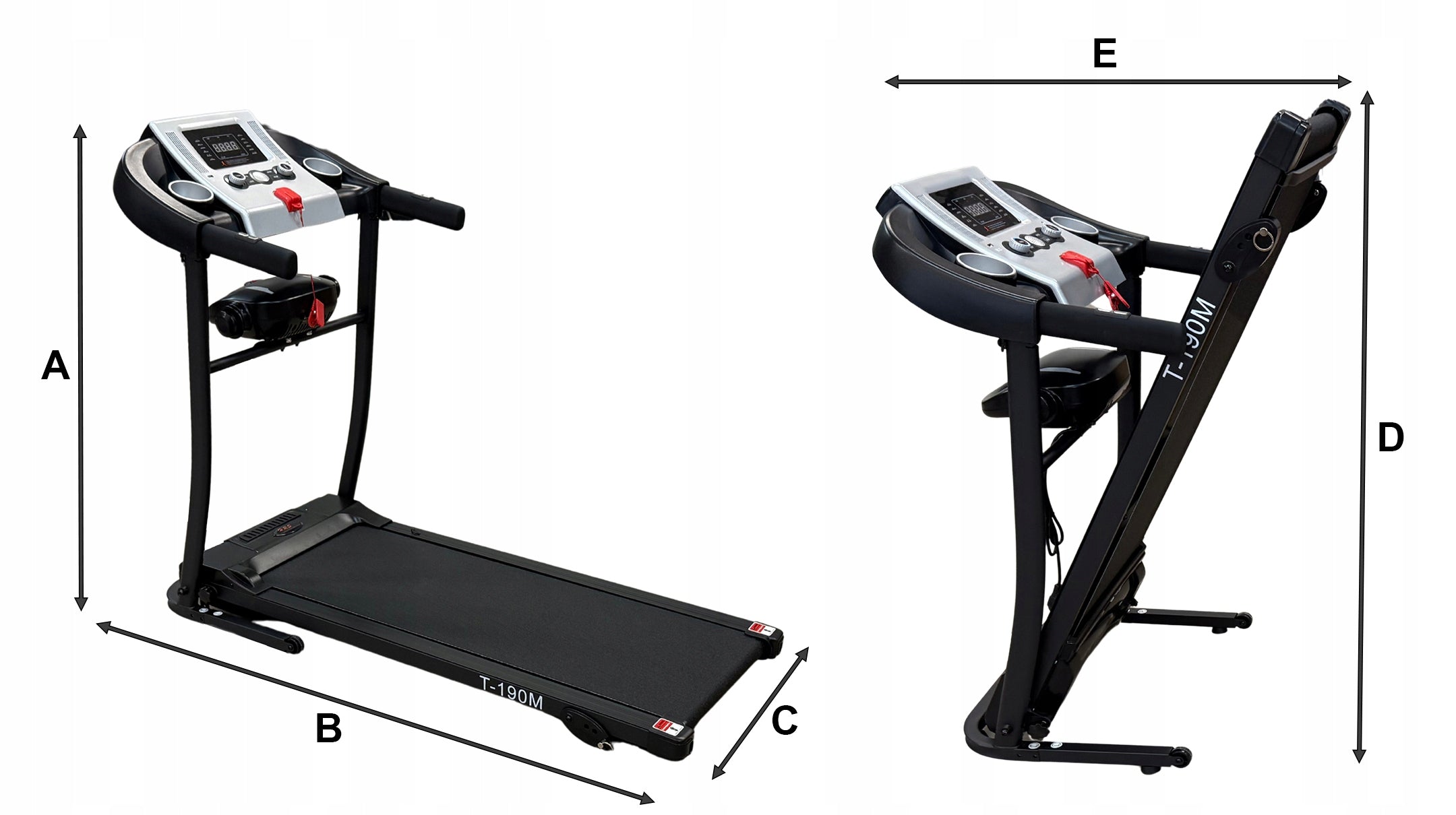 HOME ELECTRIC TREADMILL HRS T-190M MASSAGER FOLDING TILT ADJUSTMENT Measurements training duration distance speed pulse burned calories