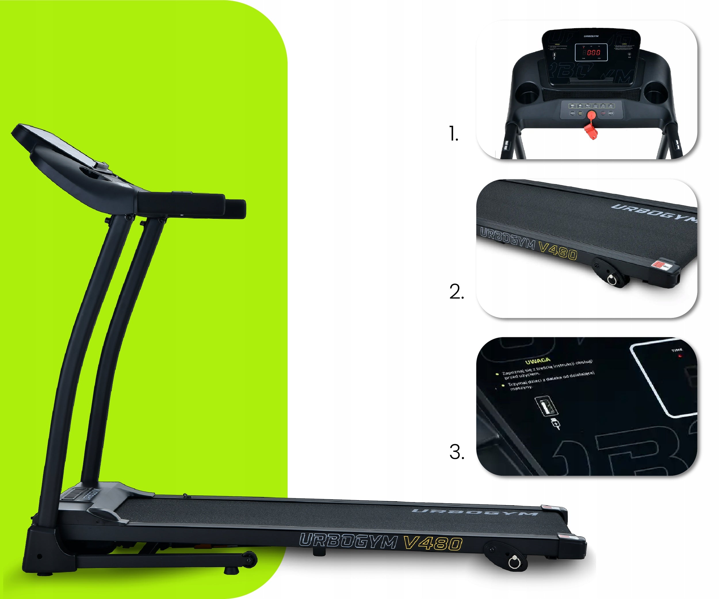HOME ELECTRIC TREADMILL V480 BLUETOOTH TILT ADJUSTMENT SHOCK ABSORPTION Manufacturer code Bieżnia elektryczna V480