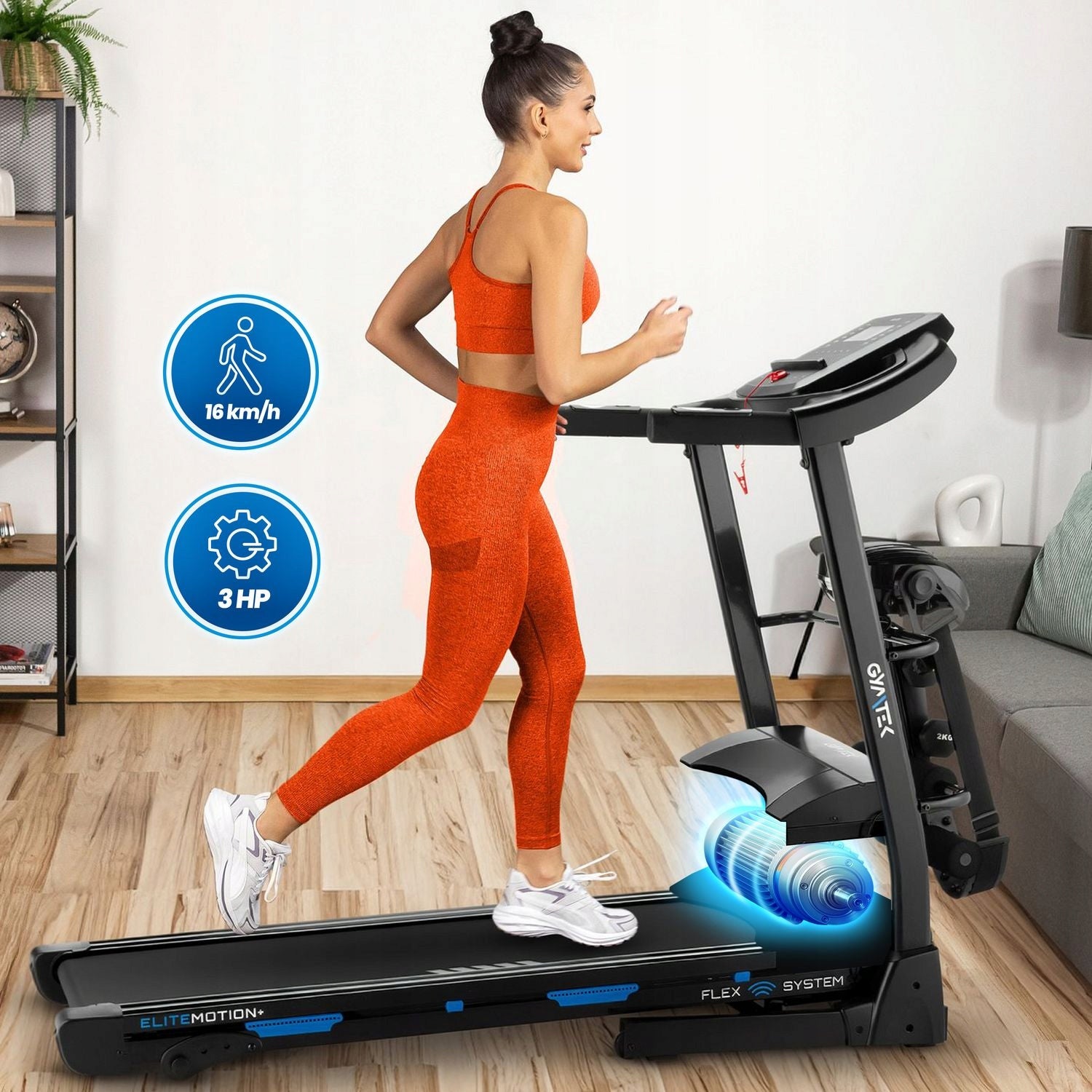 HOME ELECTRIC TREADMILL WITH MASSAGER 3 DEGREES OF INCLINATION GYMTEK Kind electric