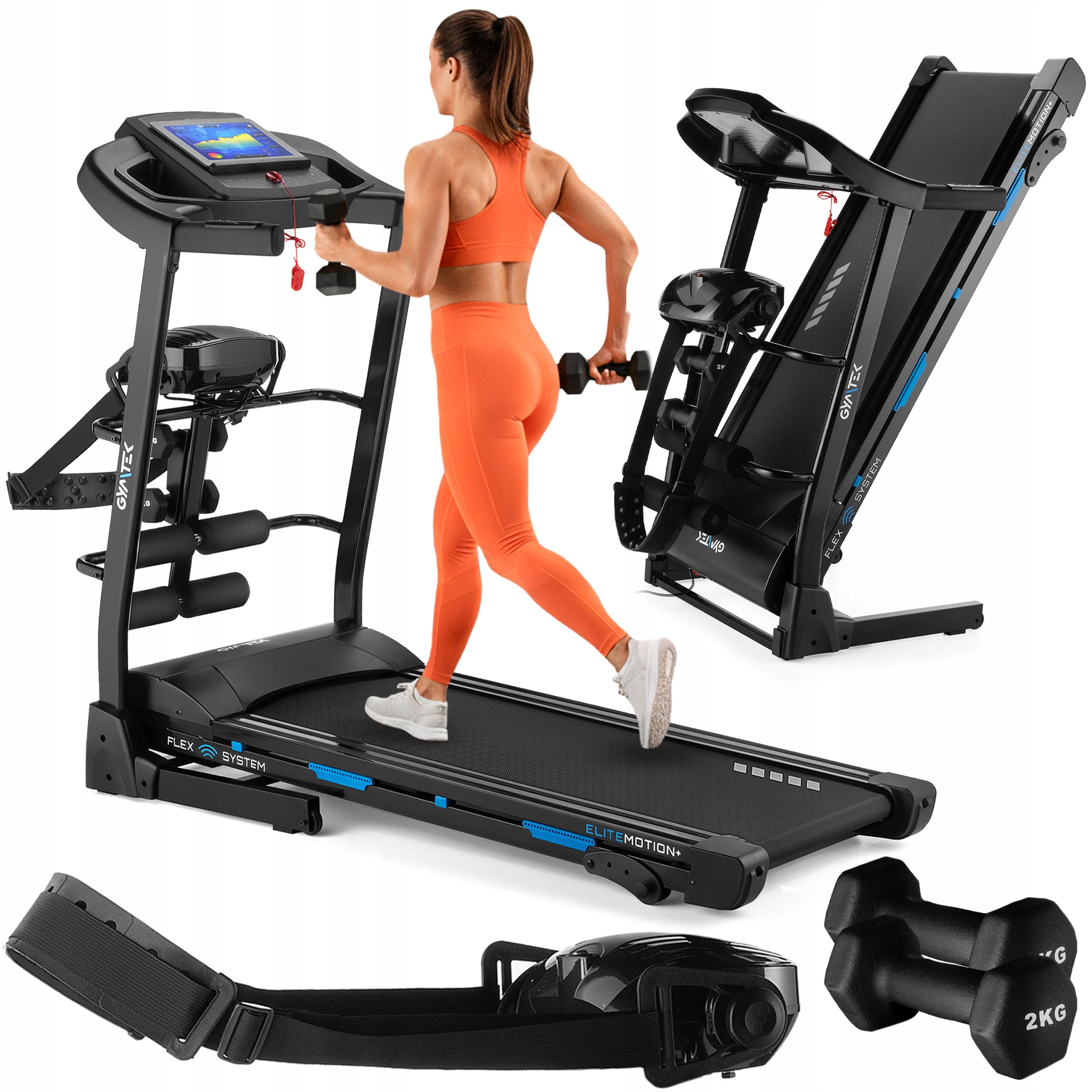 HOME ELECTRIC TREADMILL WITH MASSAGER 3 DEGREES OF INCLINATION GYMTEK