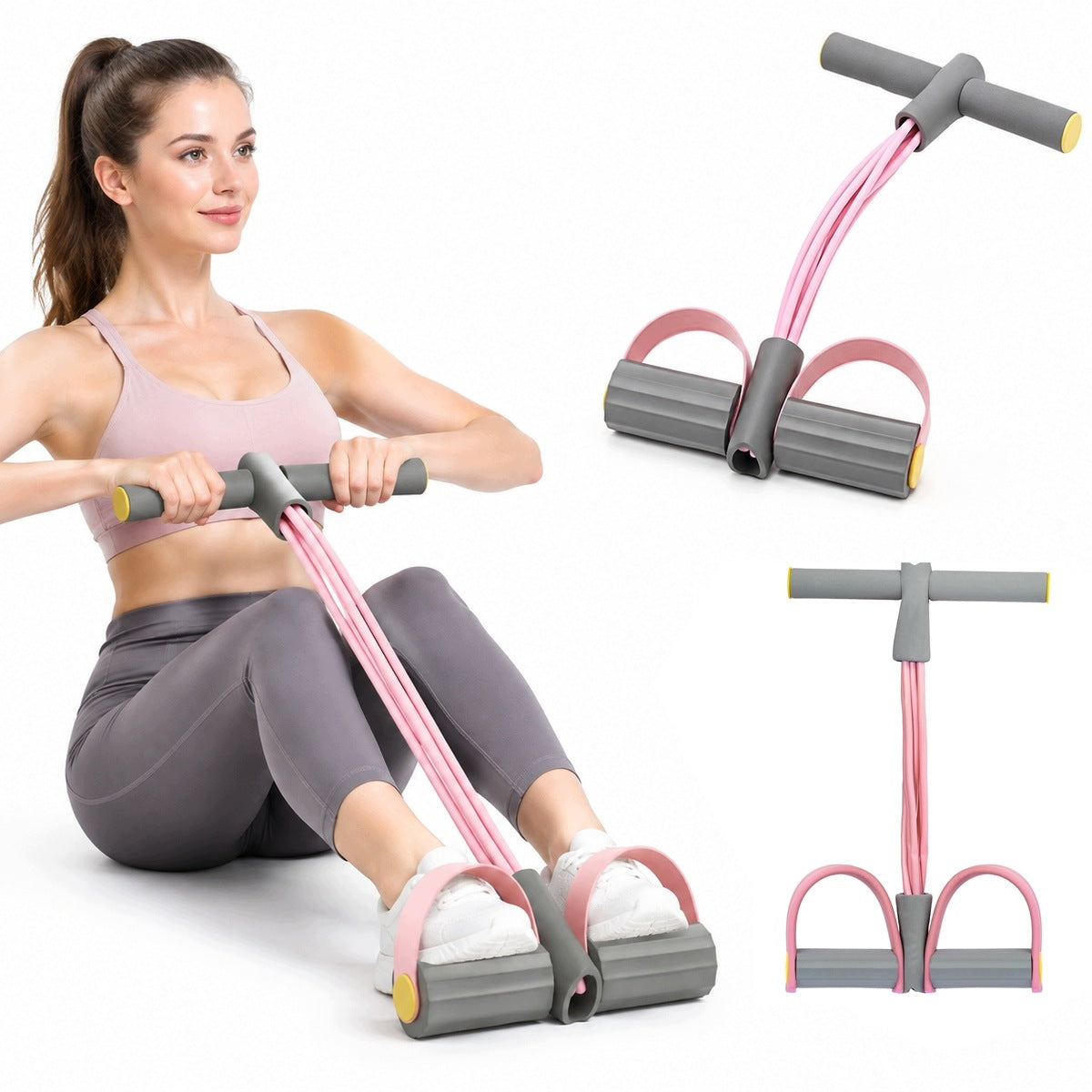 HOME EXERCISE EQUIPMENT 4 TUBES WITH PEDAL PINK CRUNCHES