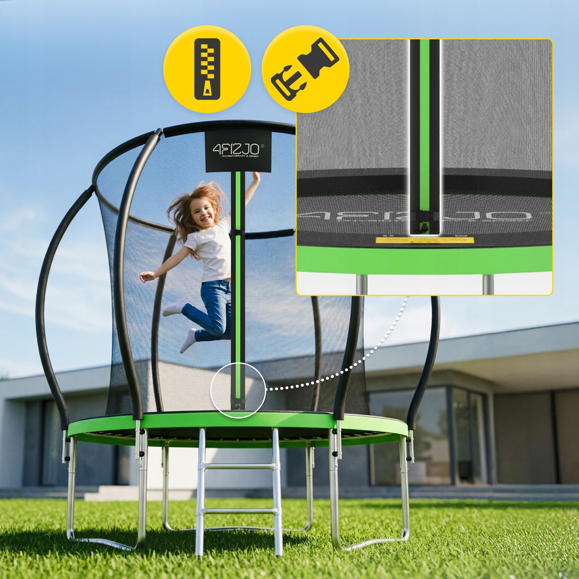HOME GARDEN TRAMPOLINE FOR KIDS GARDEN HOME LADDER WITH MESH 6FT Brand 4FIZJO