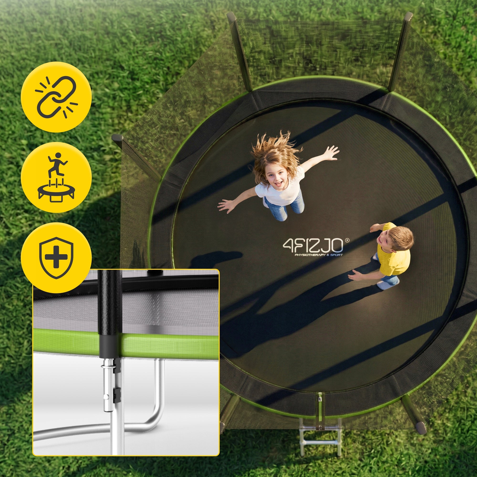 HOME GARDEN TRAMPOLINE FOR KIDS GARDEN LADDER WITH MESH 12FT Brand 4FIZJO