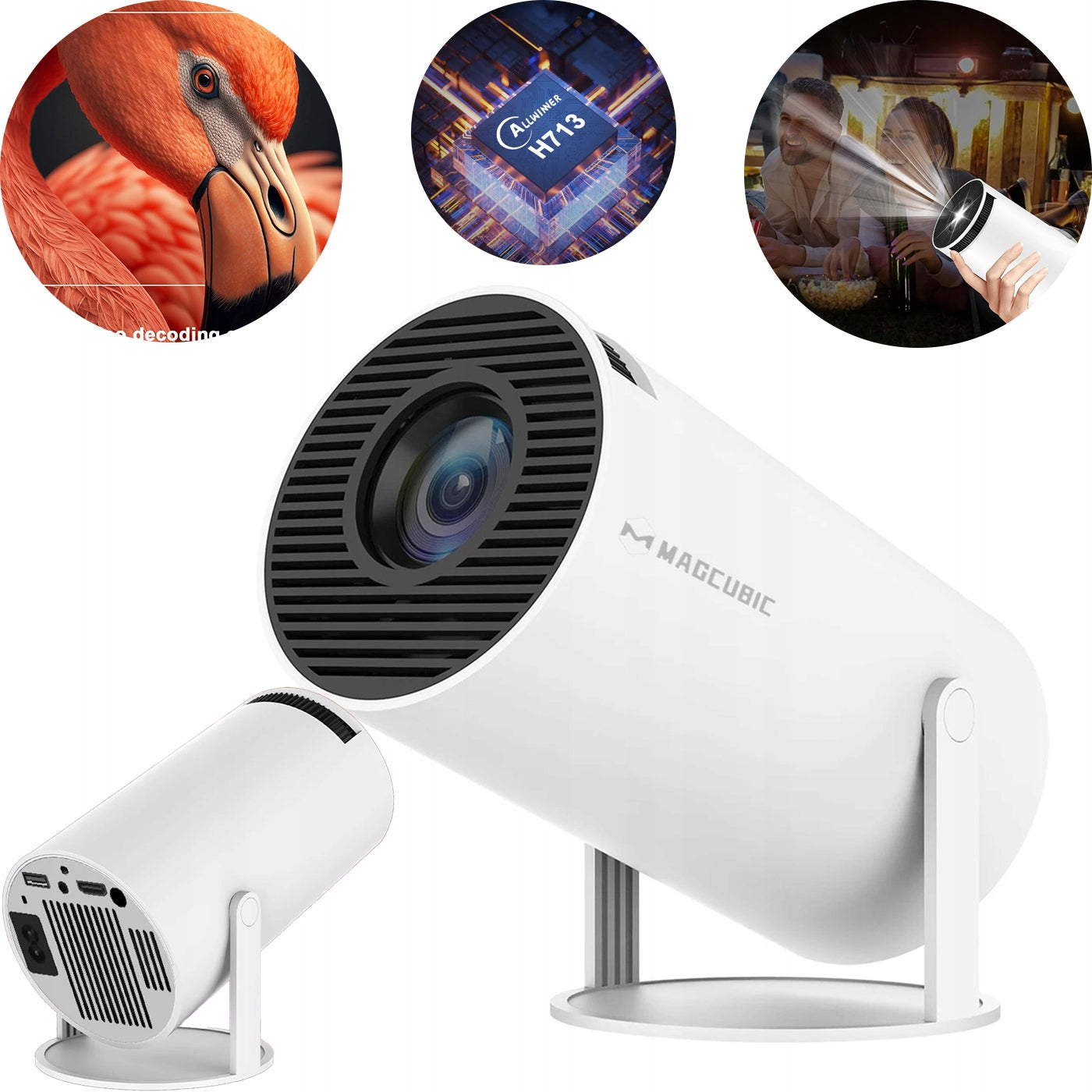 HOME PROJECTOR WiFi PROJECTOR Android TV FULL HD LED BUILT-IN SPEAKER Brand Magcubic