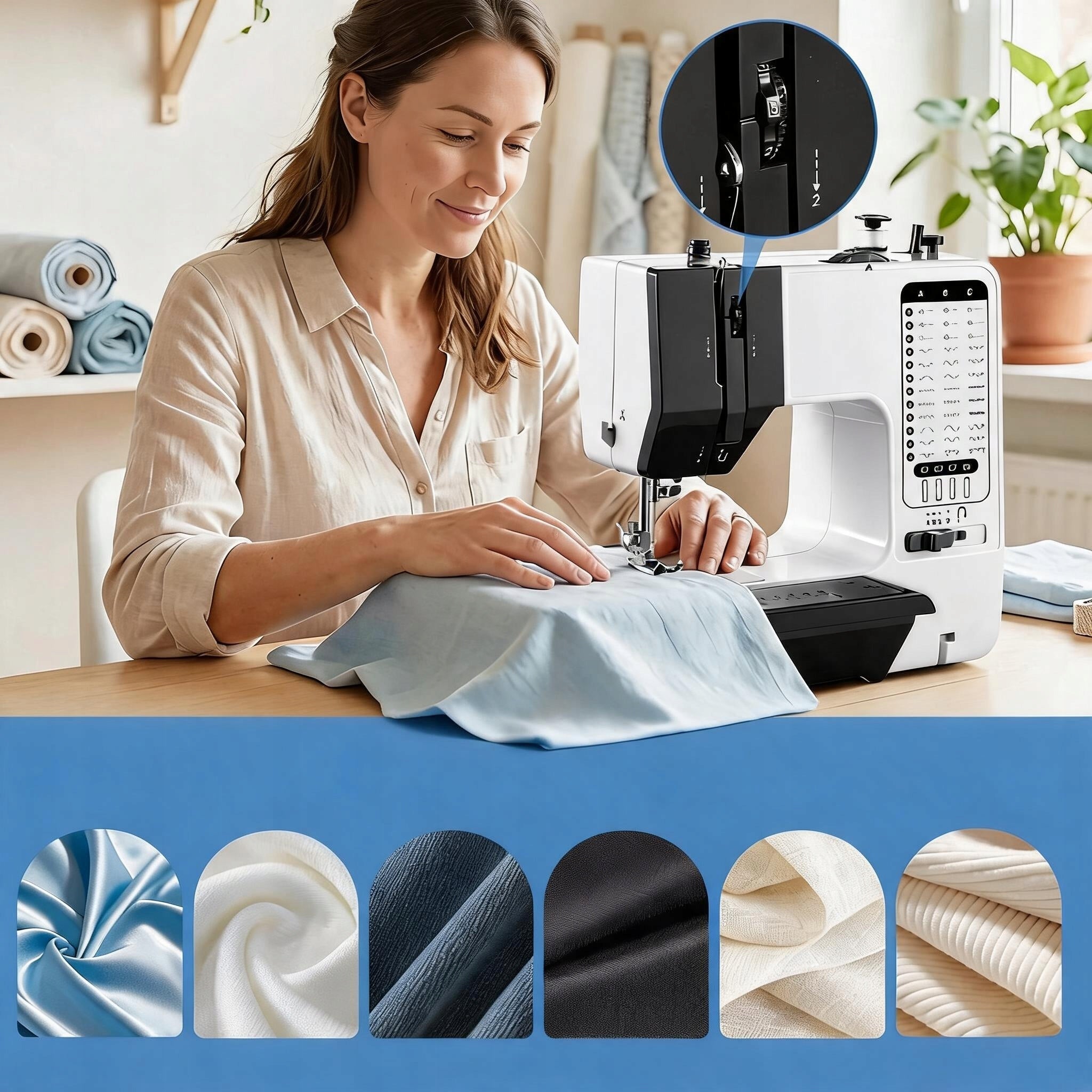 HOME SEWING MACHINE 38 MODES LED PORTABLE FOR DENIM EMBROIDERY QUILTING Material metal