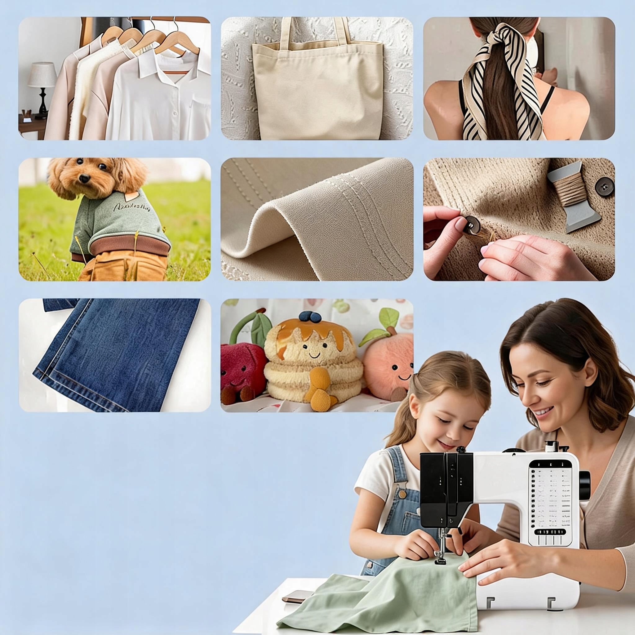 HOME SEWING MACHINE 38 MODES LED PORTABLE FOR DENIM EMBROIDERY QUILTING Sewing features hem sewing applique sewing stitching