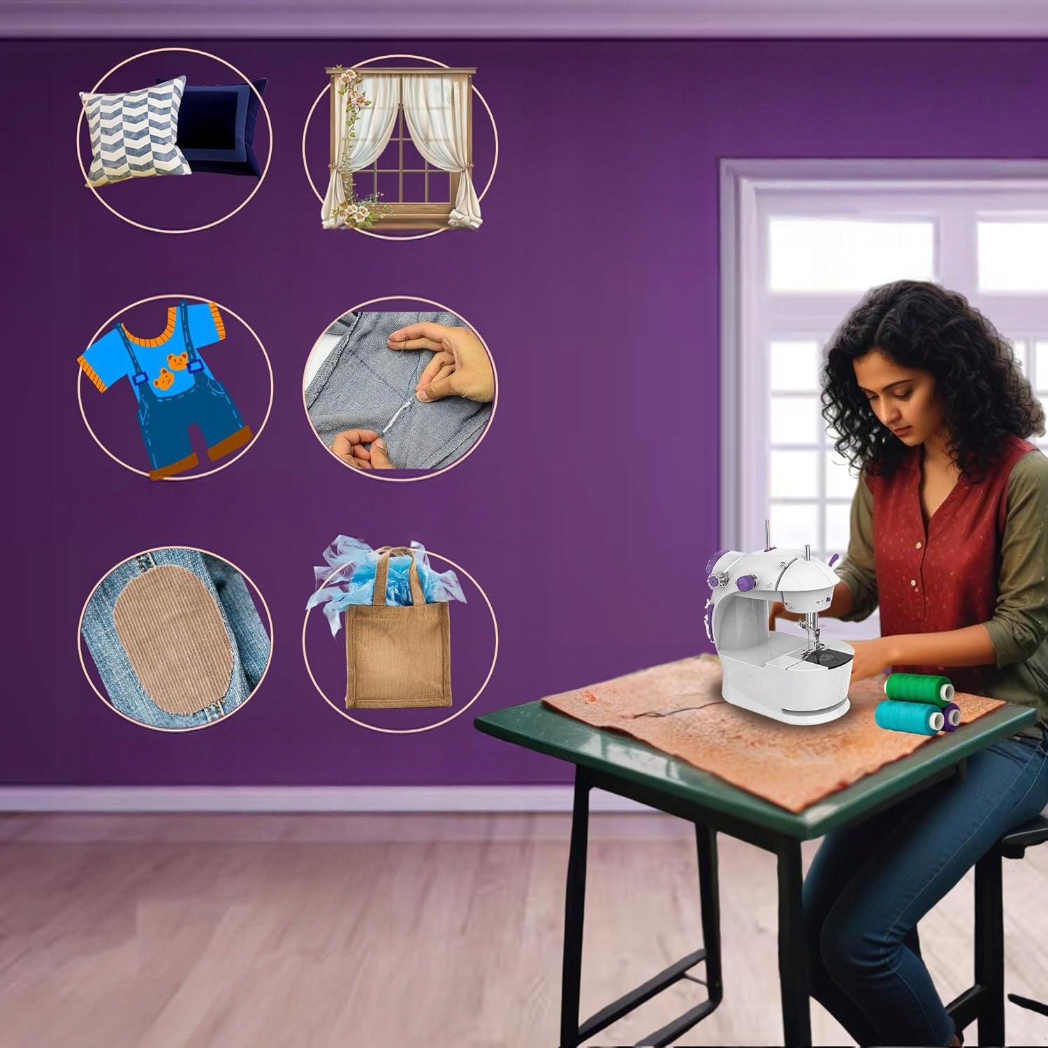 HOME SEWING MACHINE EASY TO USE MINI KIT WITH EXPANSION STATION Number of stitches 1