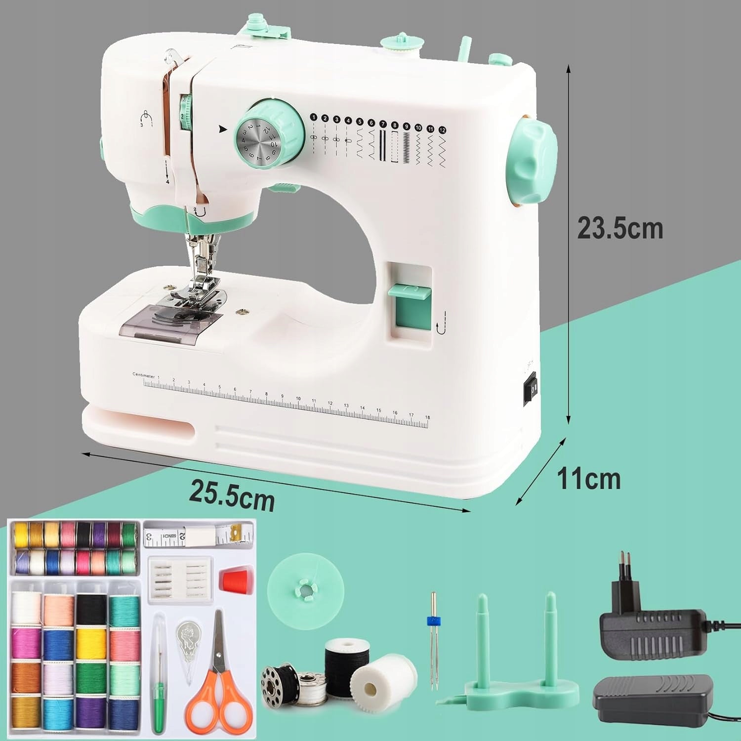 HOME SEWING MACHINE MECHANICAL EASY FOR CHILDREN 12 DESIGNS 2SPEEDS Hook rotating