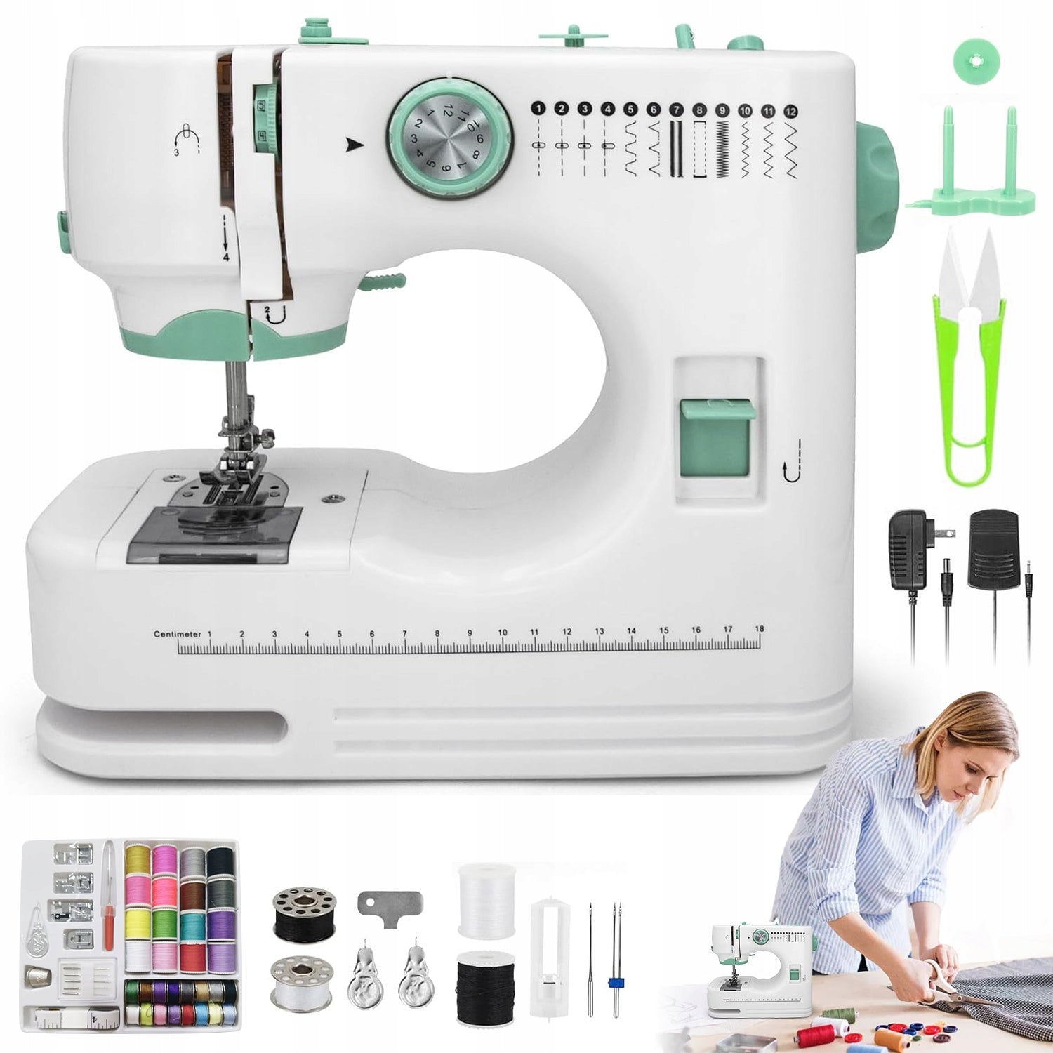 HOME SEWING MACHINE MECHANICAL EASY FOR CHILDREN 12 DESIGNS 2SPEEDS